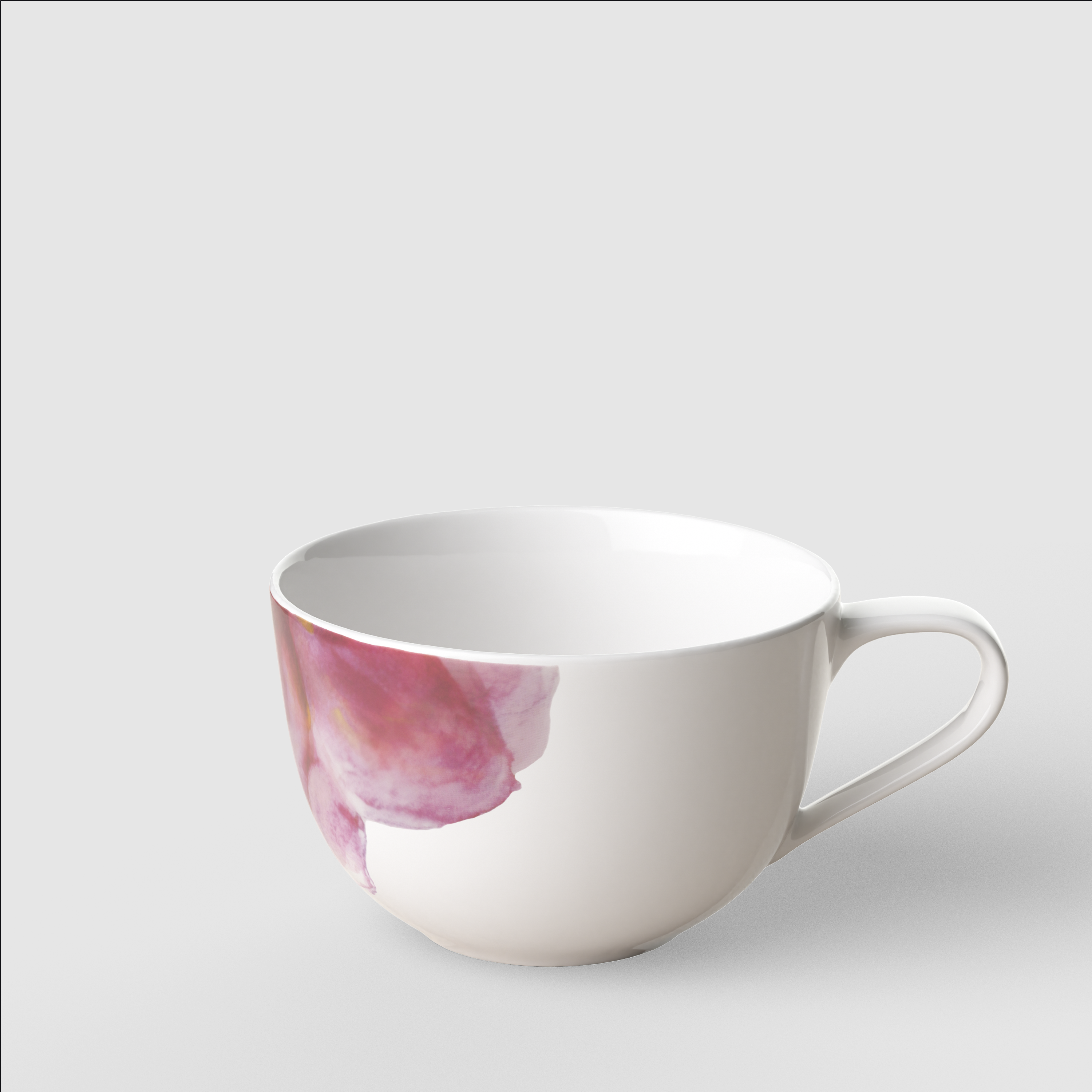 Rose Garden Cappuccino cup Pink, 10.2 oz, Premium Porcelain