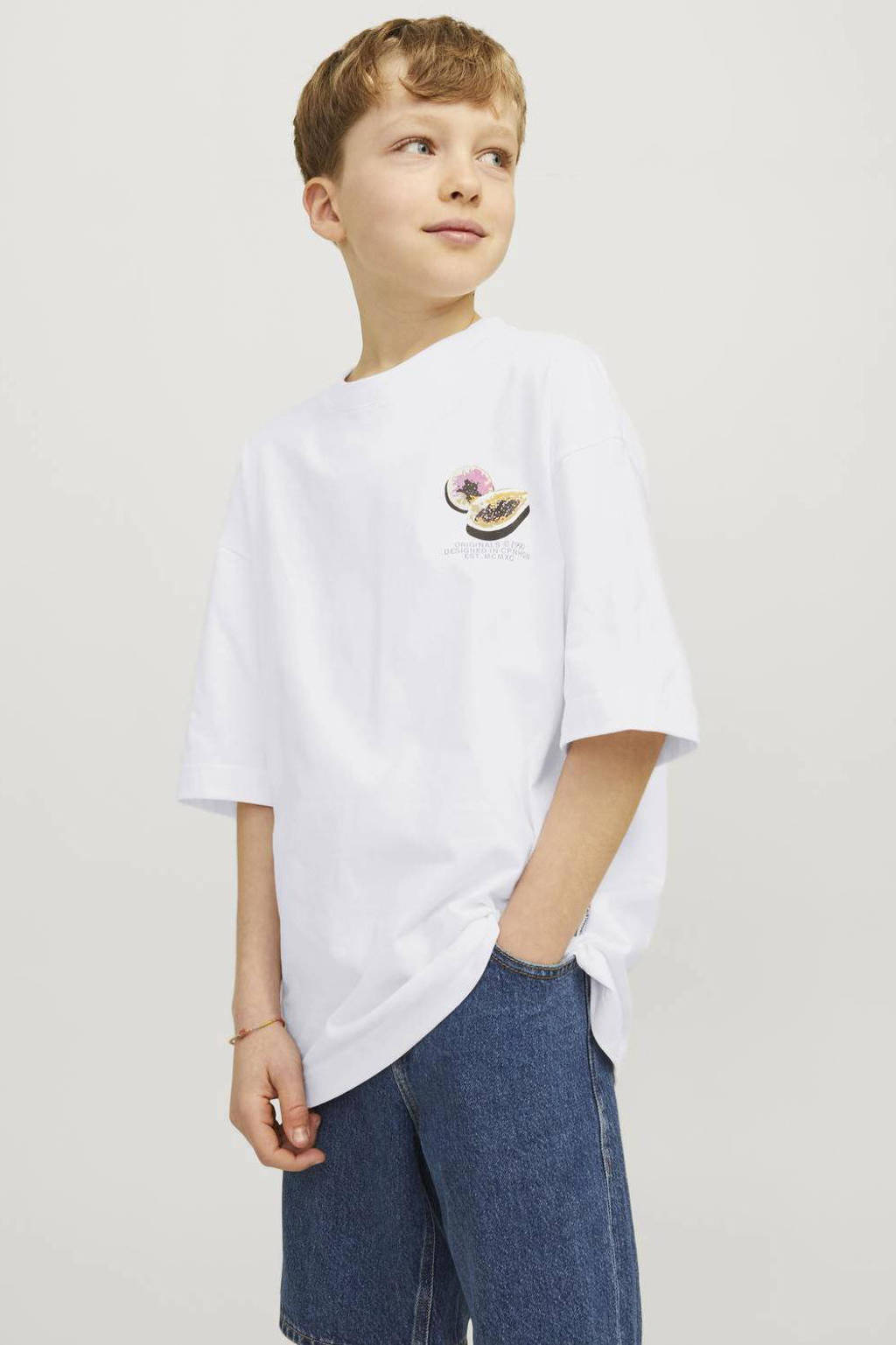 JACK & JONES T-shirt JORTAMPA met backprint wit