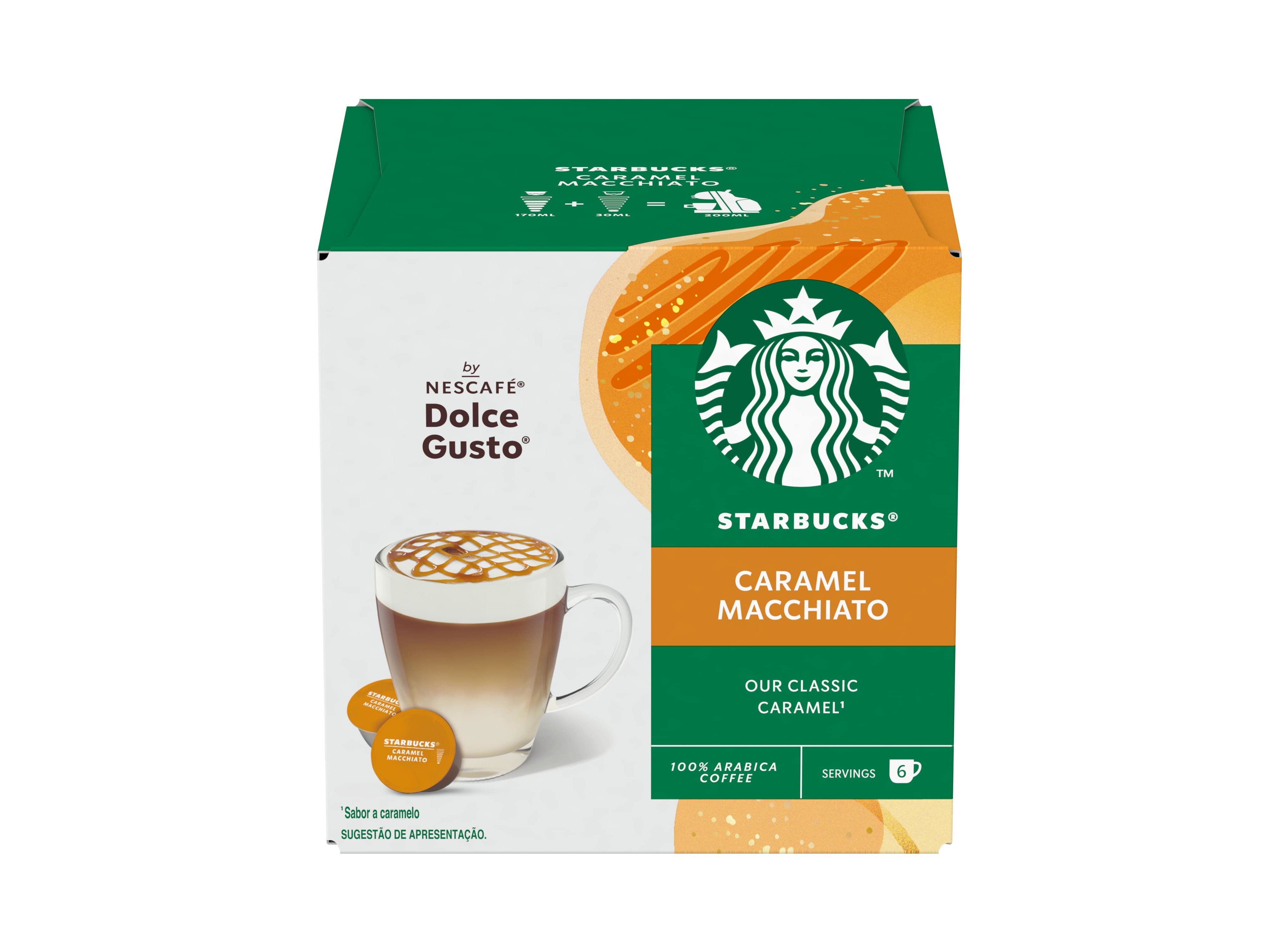 CÁPSULAS STARBUCKS COMPATÍVEL DOLCE GUSTO CAFÉ CARAMEL MACCHIATO 6 UN
