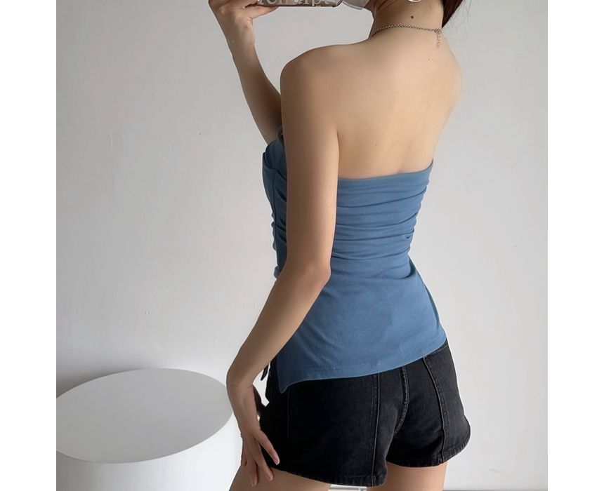 Ulark - Effen tubetop met ruches en split