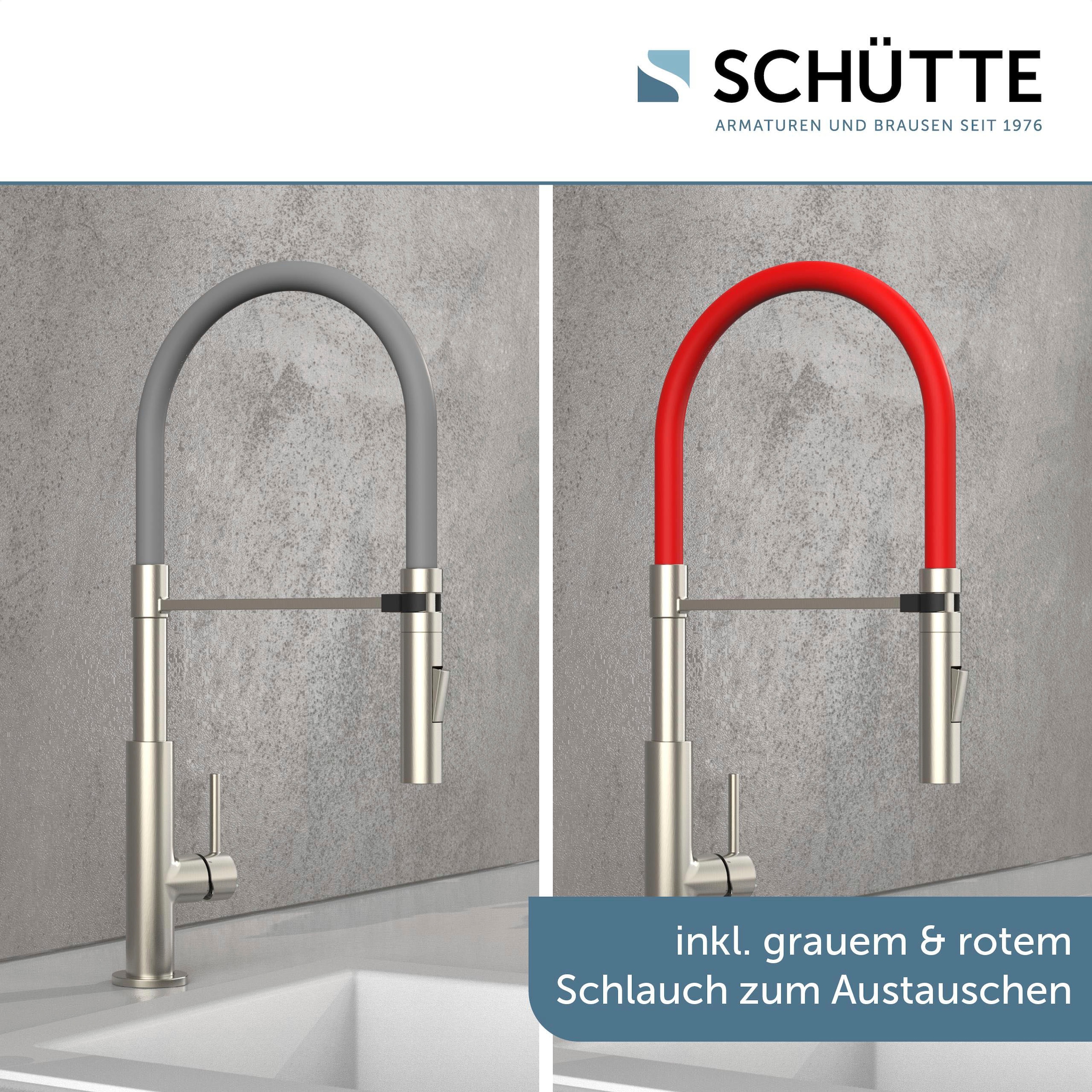 Schütte Spültischarmatur »Design« ausziehbar, 360° schwenkbar, Edelstahloptik/Schwarz, Hochdruck