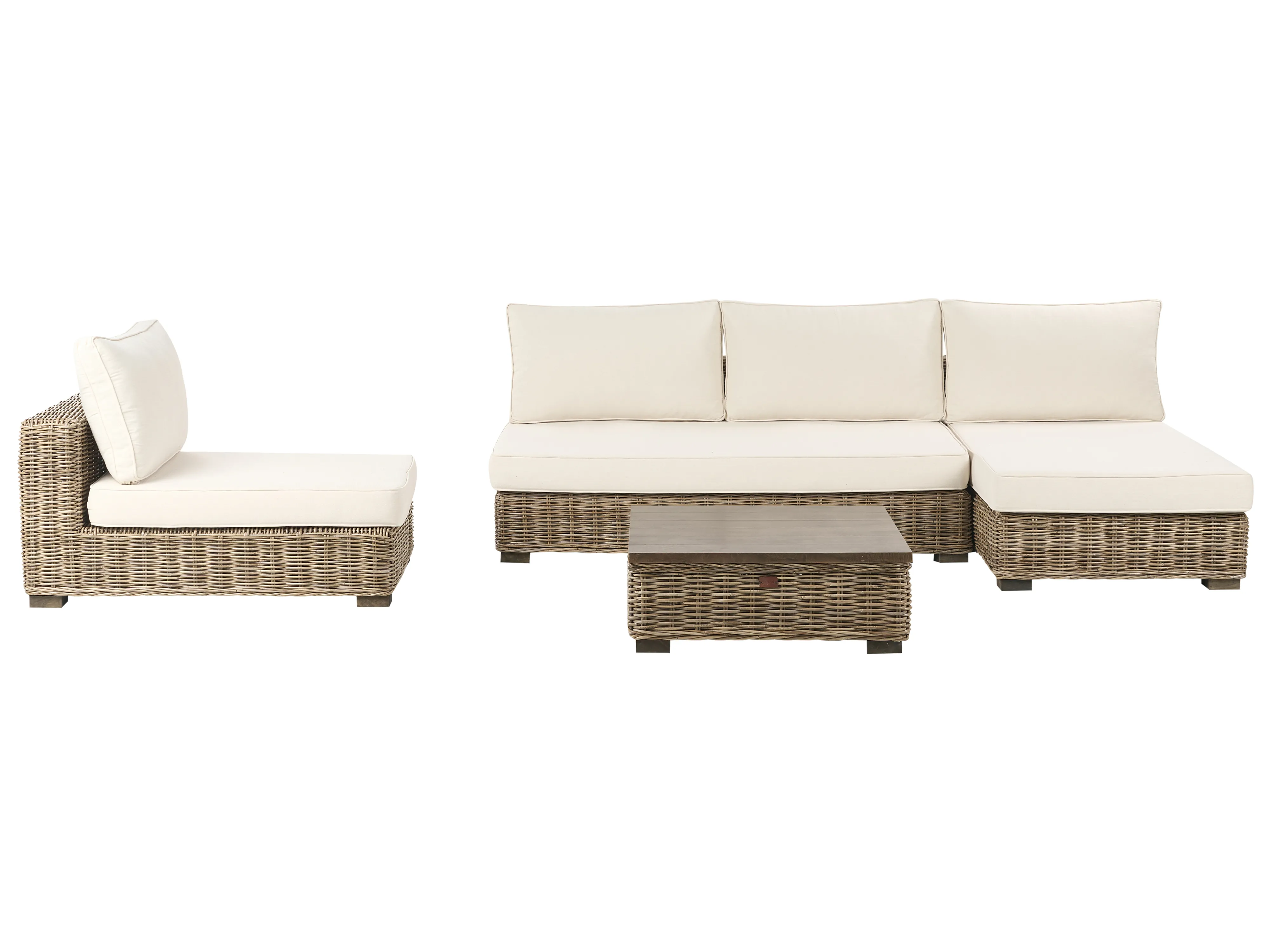 Loungeset met tafel 4-zits VARALLO linkszijdig modulair Rotan Grijs