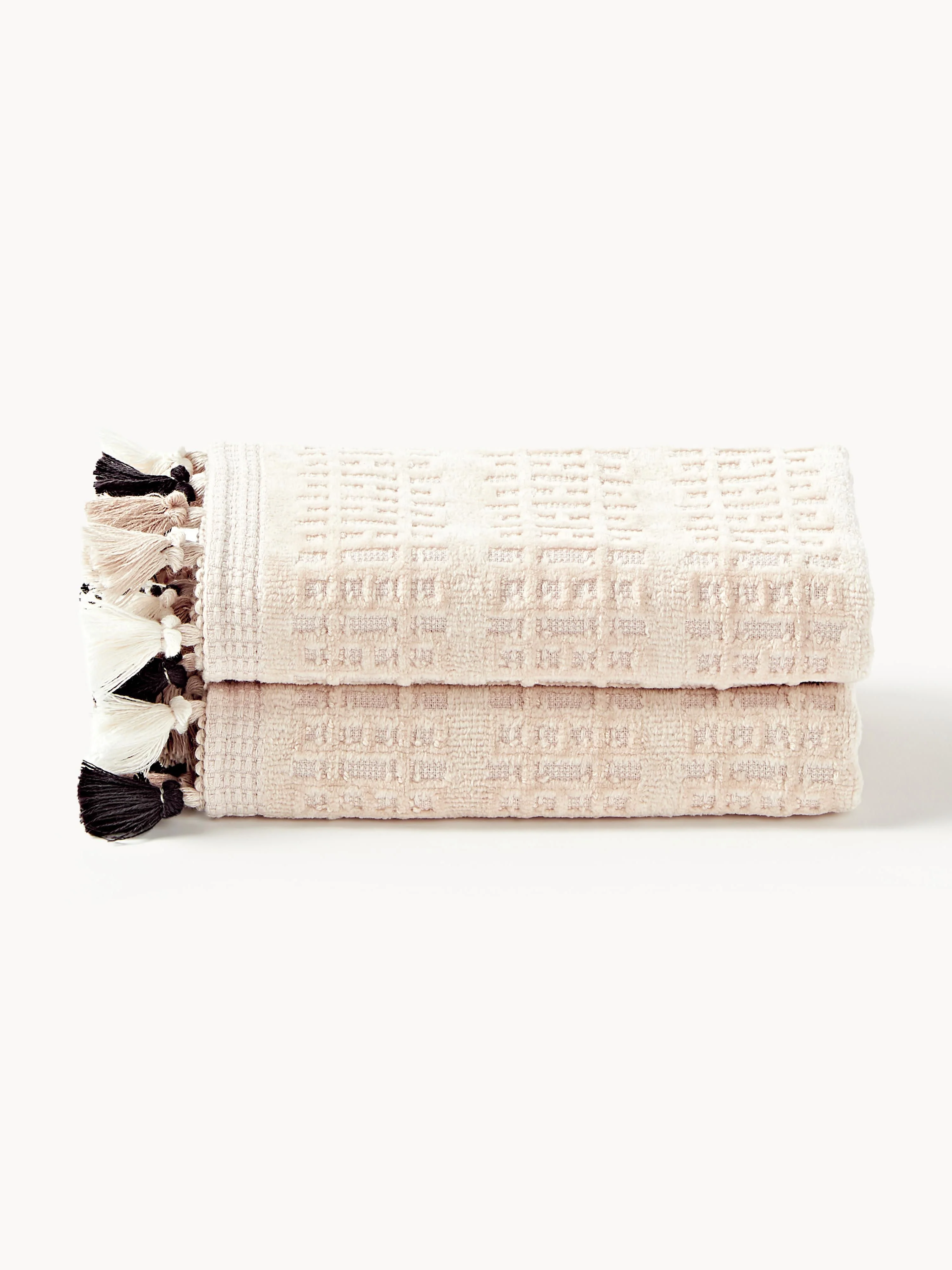 Velours handdoek Tallulah met decoratieve franjes, in verschillende formaten