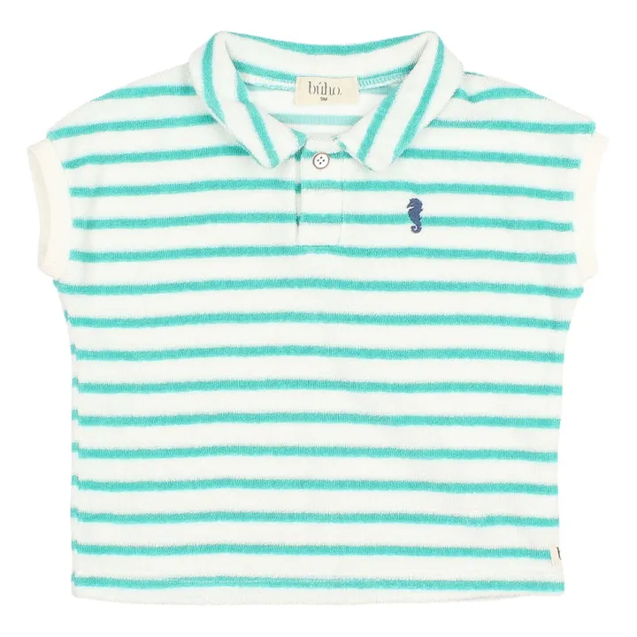 Búho Polo Rayé Eponge Bébé | Bleu Vert