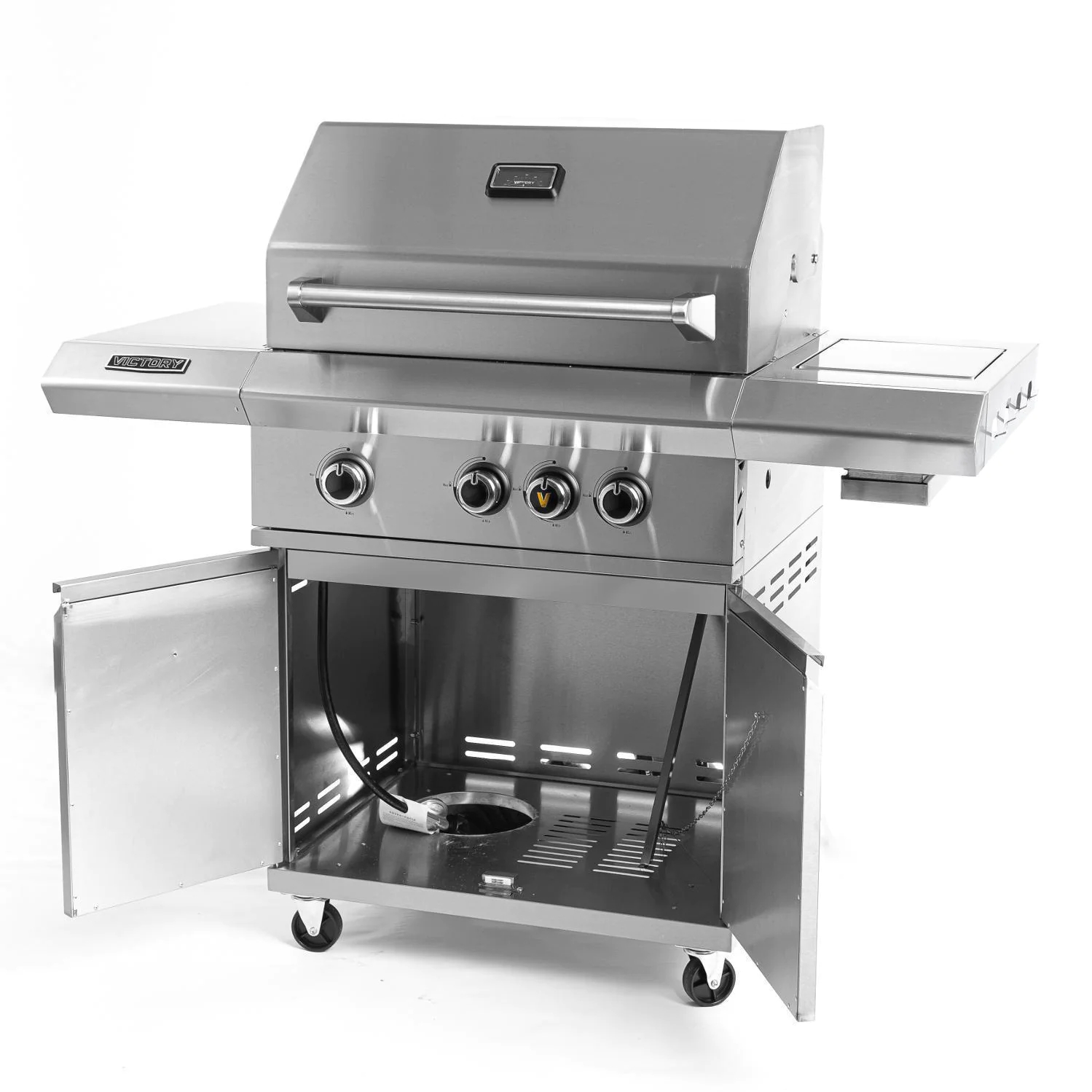 Churrasqueira a gás propano Victory com 3 queimadores e queimador lateral infravermelho - BBQ-VCT3BSB-LP