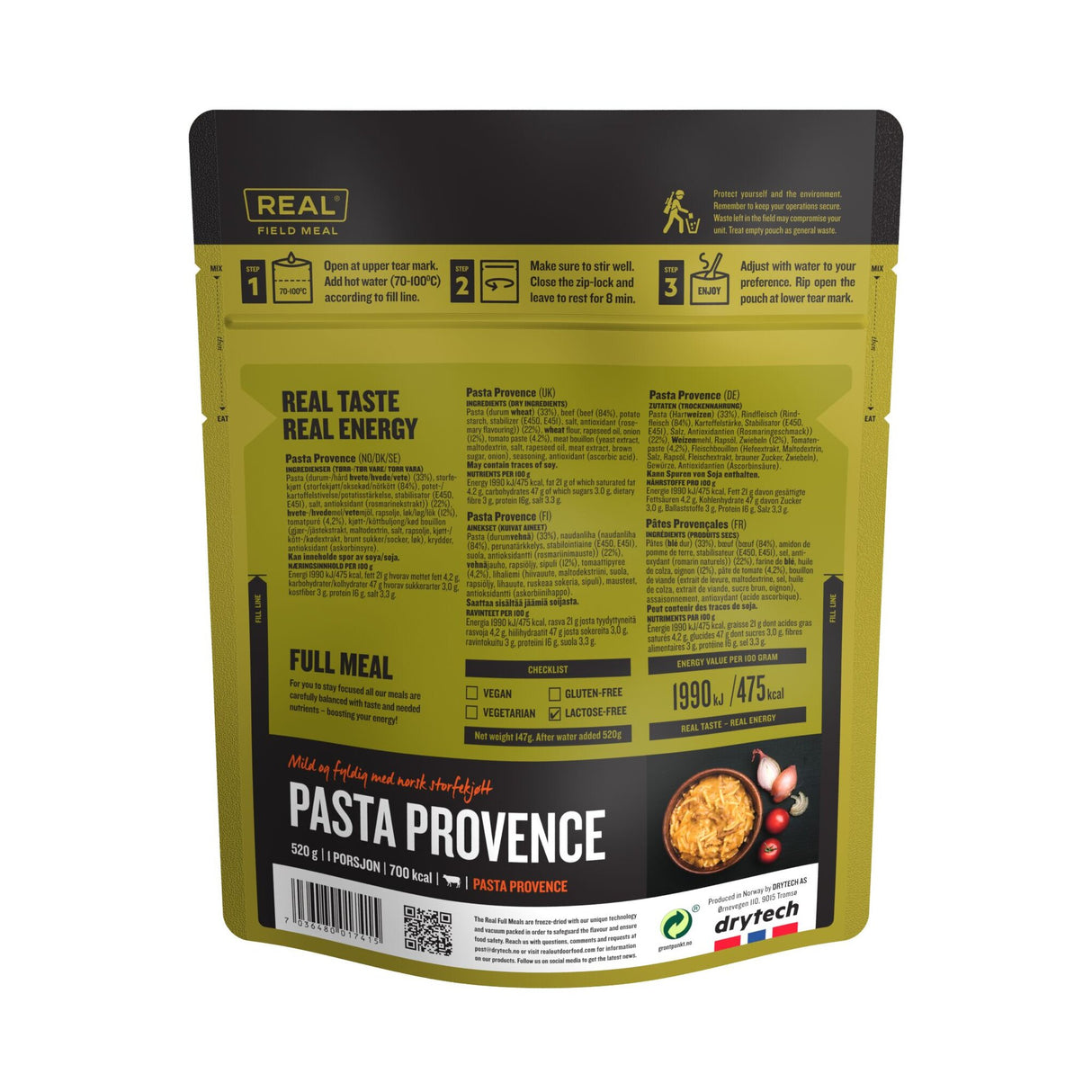REAL<br>Full meal 700 kcal - Pasta Provence