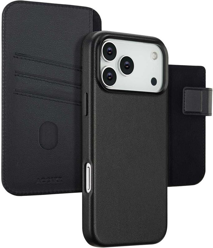 Accezz - Leather Bookcase 2-in-1 - Hoes - Onyx Black - Voor Apple iPhone 17 Pro Max