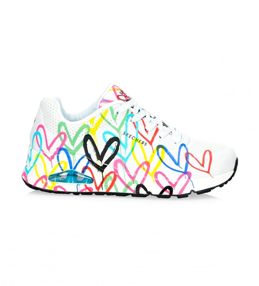 Tênis Skechers Uno, multicolorido, branco