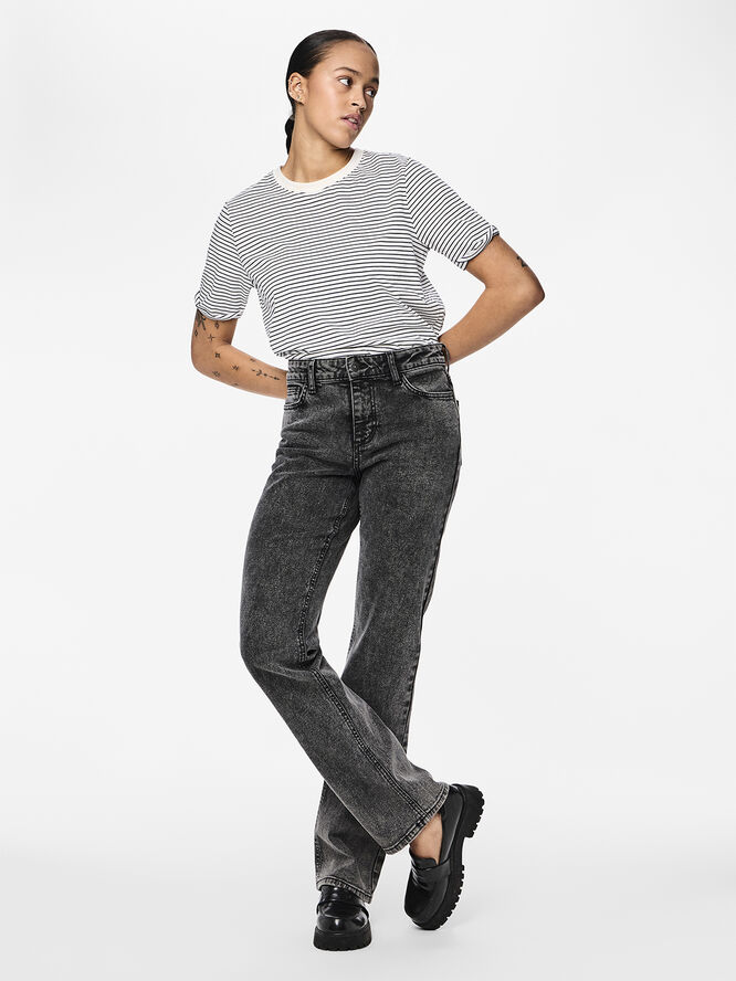 Pieces PCKELLY MW STRAIGHT JEANS DG202 NOO Dark grey denim