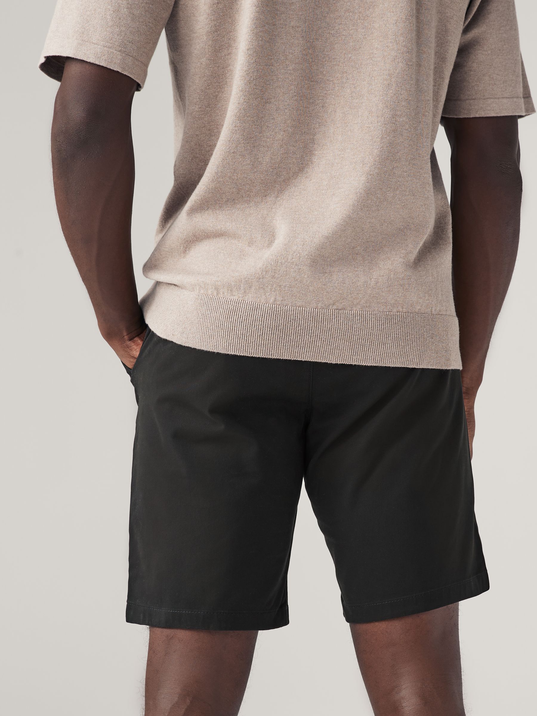 Zwart - Straight fit - Chinoshort met stretch