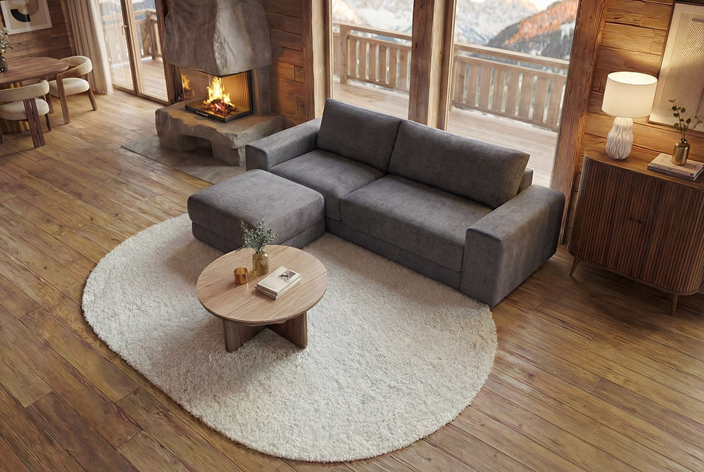 Großes Sofa LOFT 210cm grau Vogue Velours Samt 3-Sitzer Couch Taschenfederkern