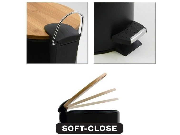 spirella Treteimer Adonis 5 l, Schwarz Treteimer mit Soft-Close-Deckel