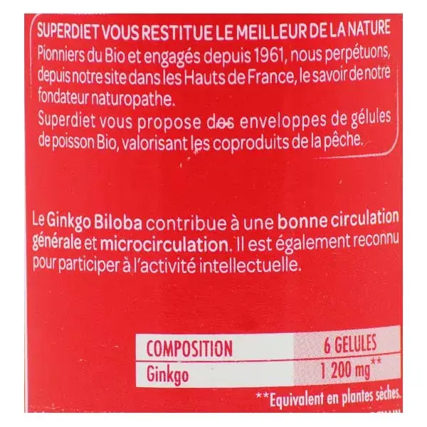 Superdiet Ginkgo Biloba Orgânico 90 cápsulas