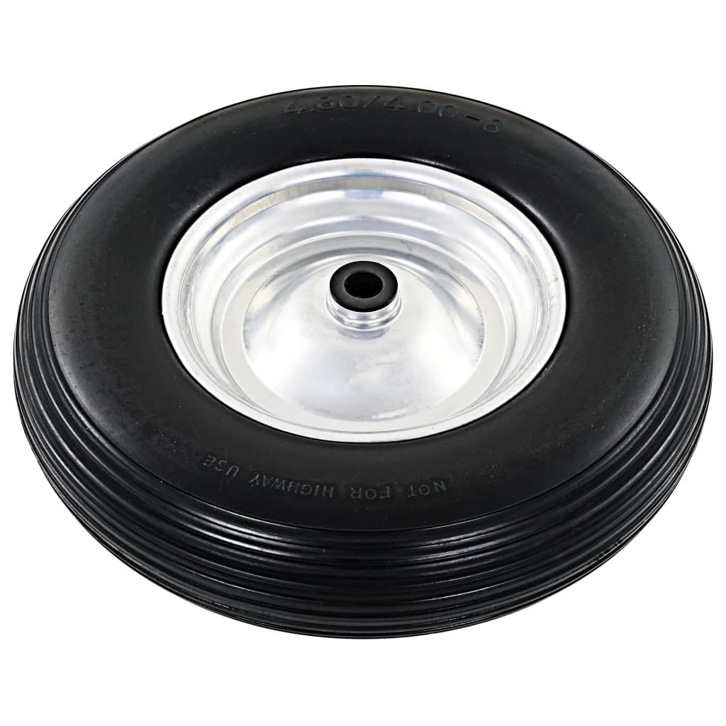 vidaXL Kruiwagenwiel met as, massief, polyurethaan, 4,00-8, 390 mm
