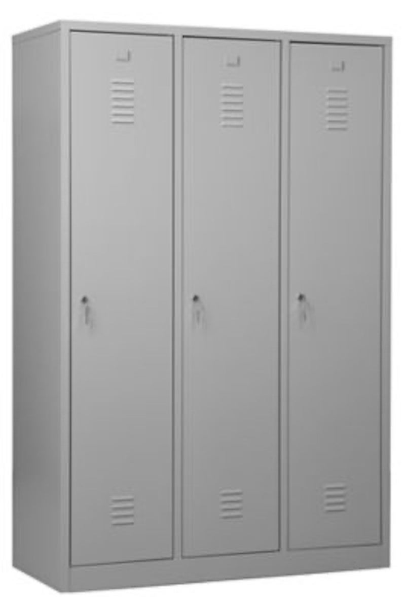 PROREGAL Garderobekast Camel 3-Vaks met Pro Divider HxBxD 180 x 119 x 50 cm Cilinderslot Grijs