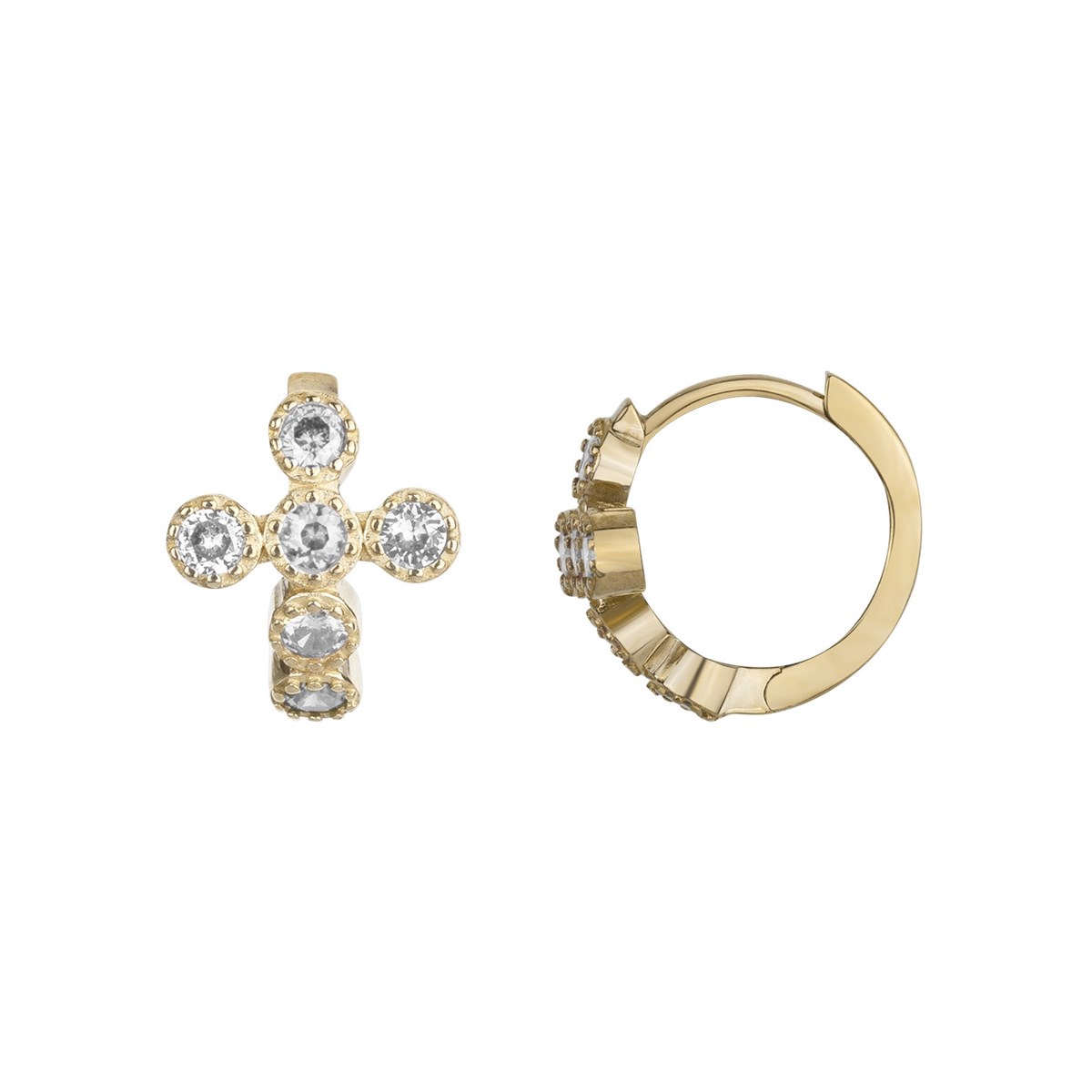 Boucles d'oreilles en Plaqué Or avec oxyde de zirconium blanc