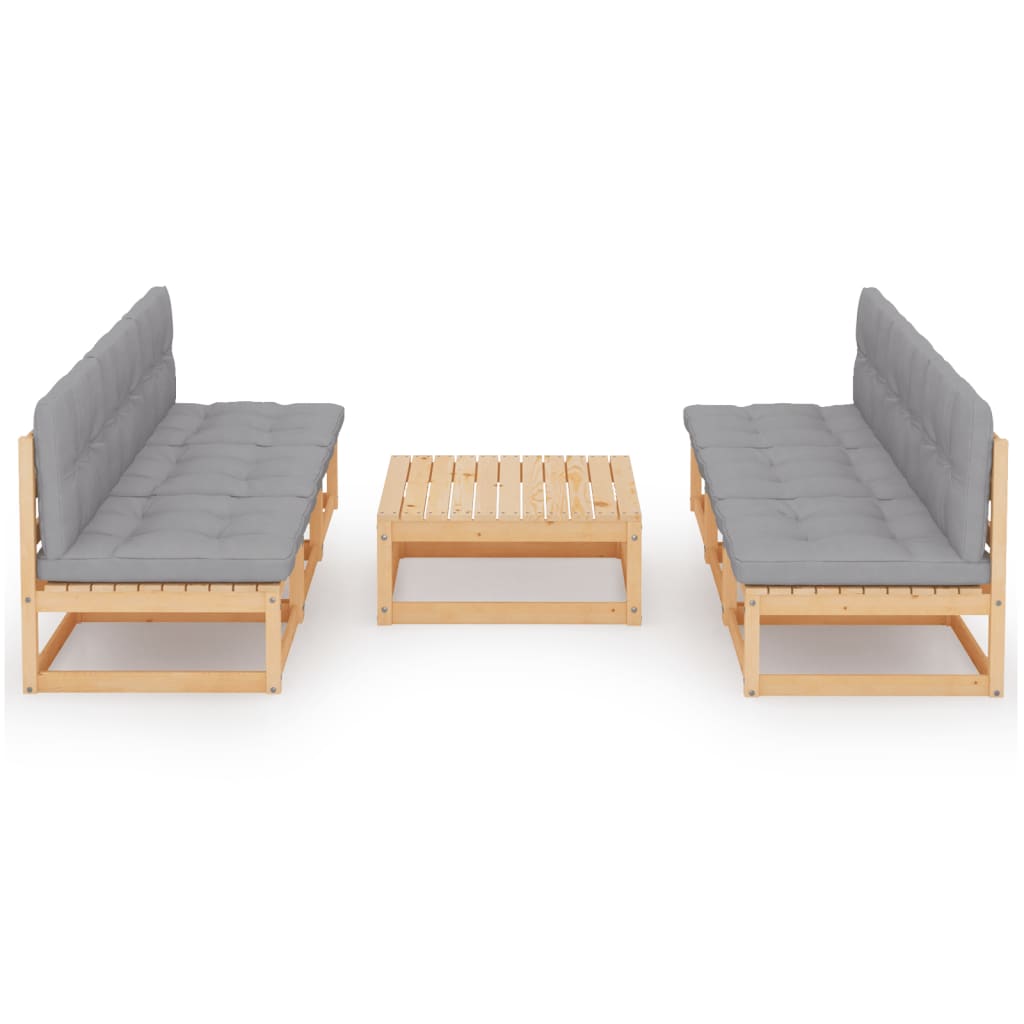 Salon de jardin meuble d'extérieur ensemble de mobilier 7 pièces avec coussins bois de pin massif