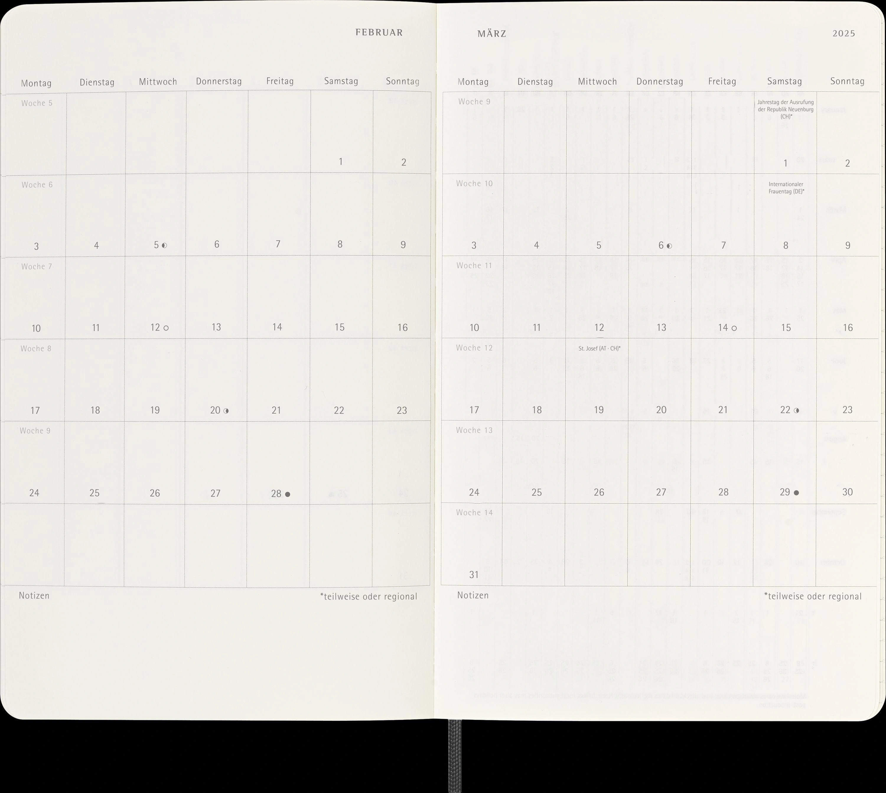 Moleskine 12 Monate Wochen Notizkalender Deutsch 2025, Large/A5