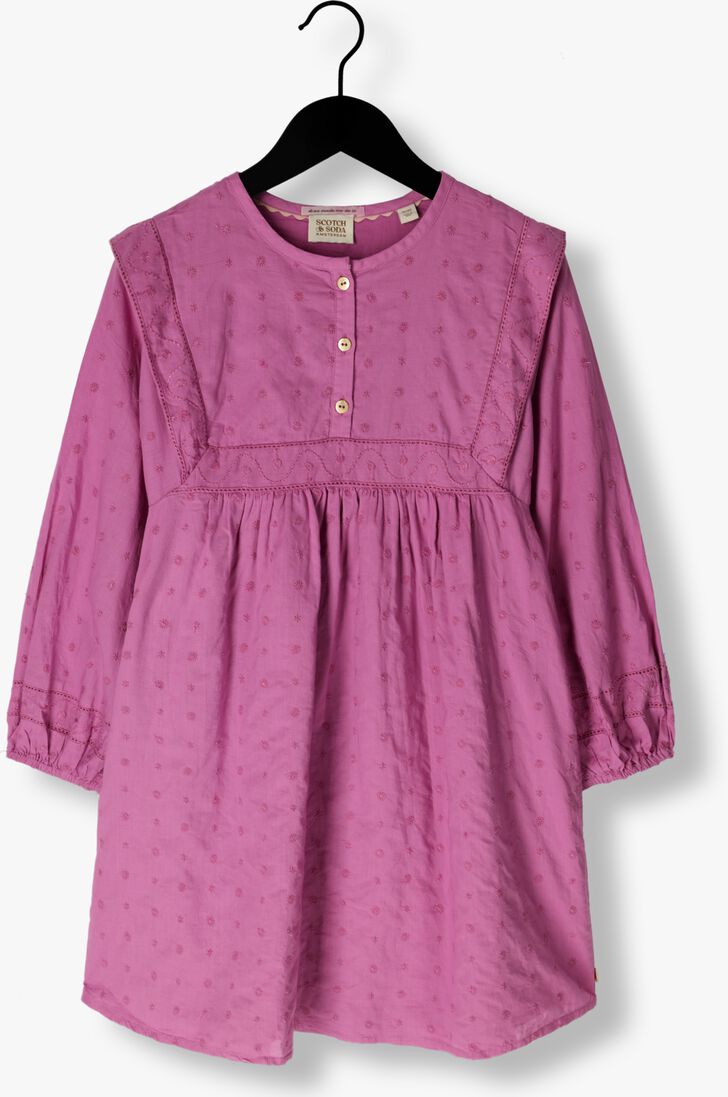 SCOTCH & SODA roze scotch & soda mini jurk broderie anglaise panel dress