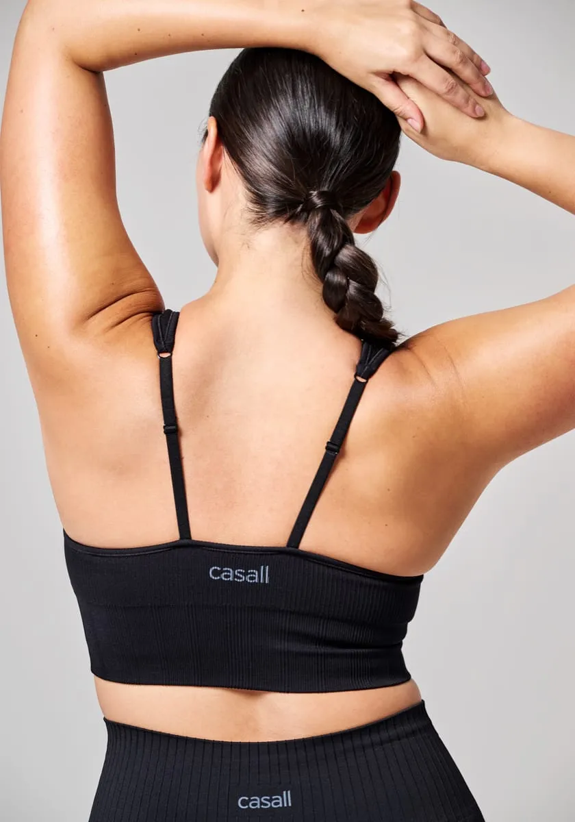 Casall Seamless Rib Padded Sports Bra Black