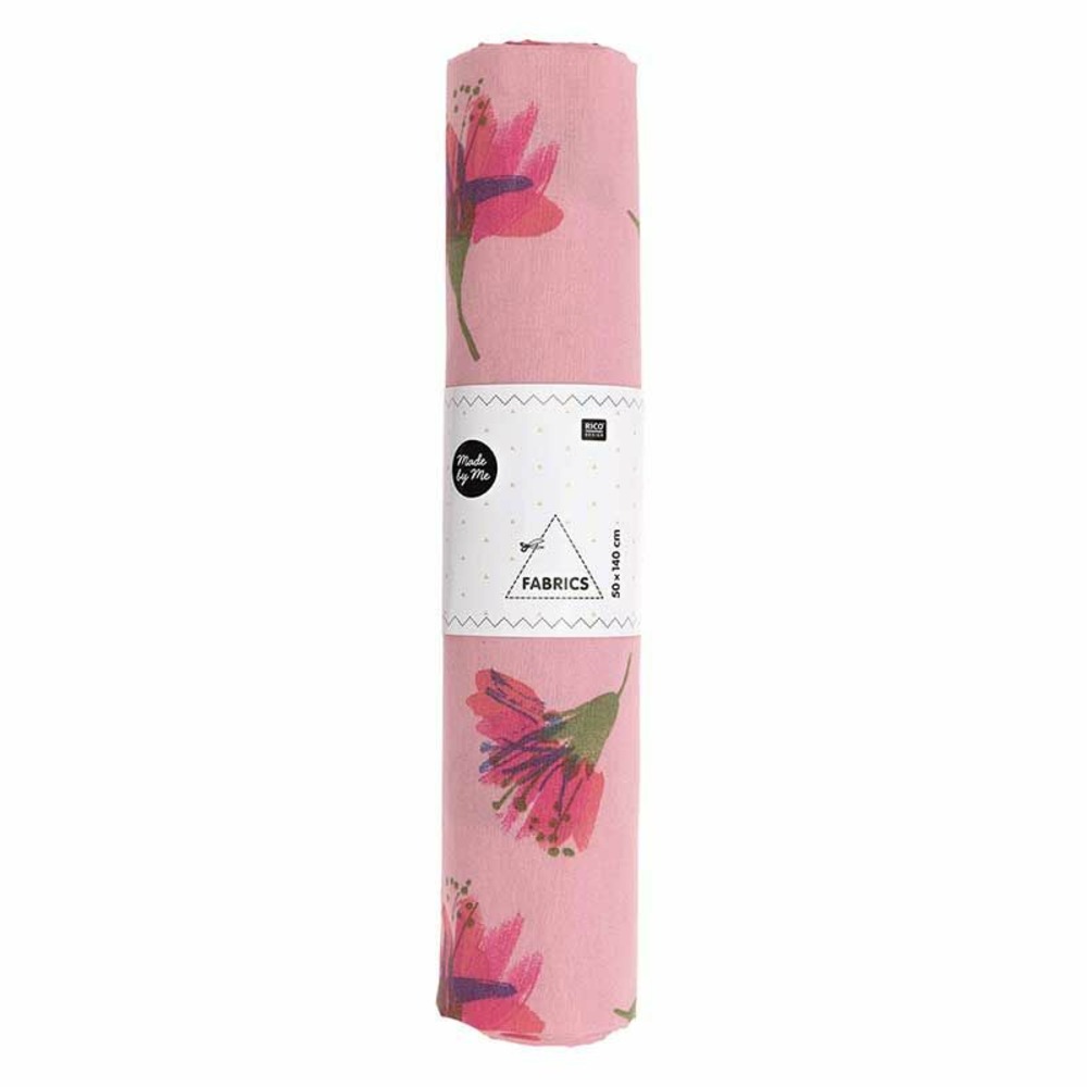 Coupon de tissu fleurs de cerisier 50 x 140 cm - rose
