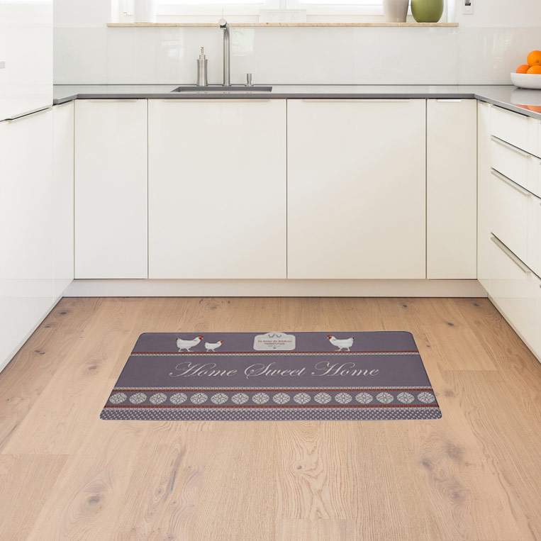 Tapis vinyle 'Home Sweet Home' gris