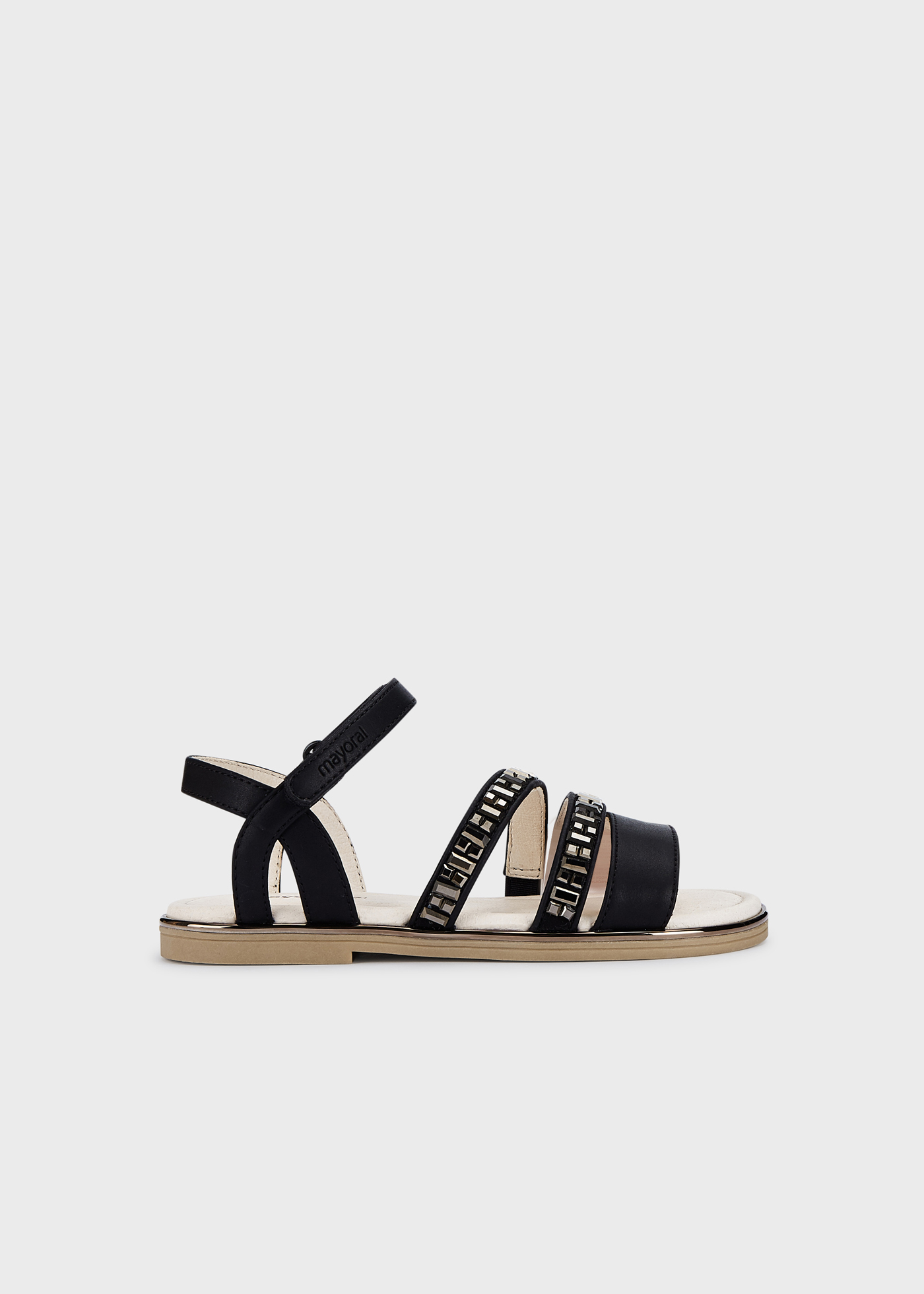 Sandália com glitter e fecho de velcro para meninas