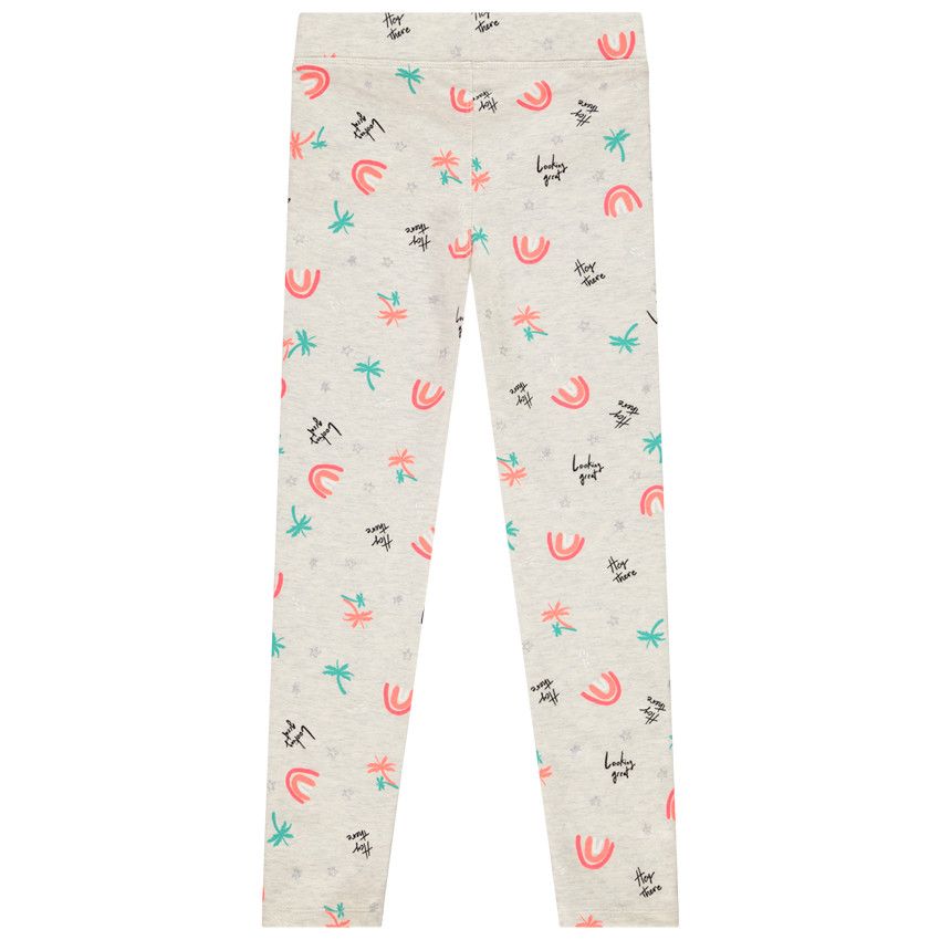 Jegging en maille avec motifs fantaisies pour fille - Gris chiné