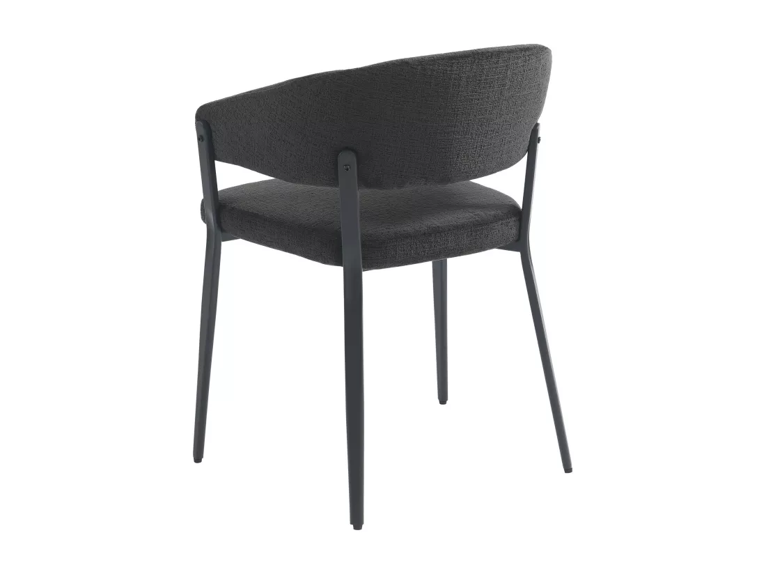 Lot de 2 chaises avec accoudoirs en tissu et métal - Noir - AVRELA
