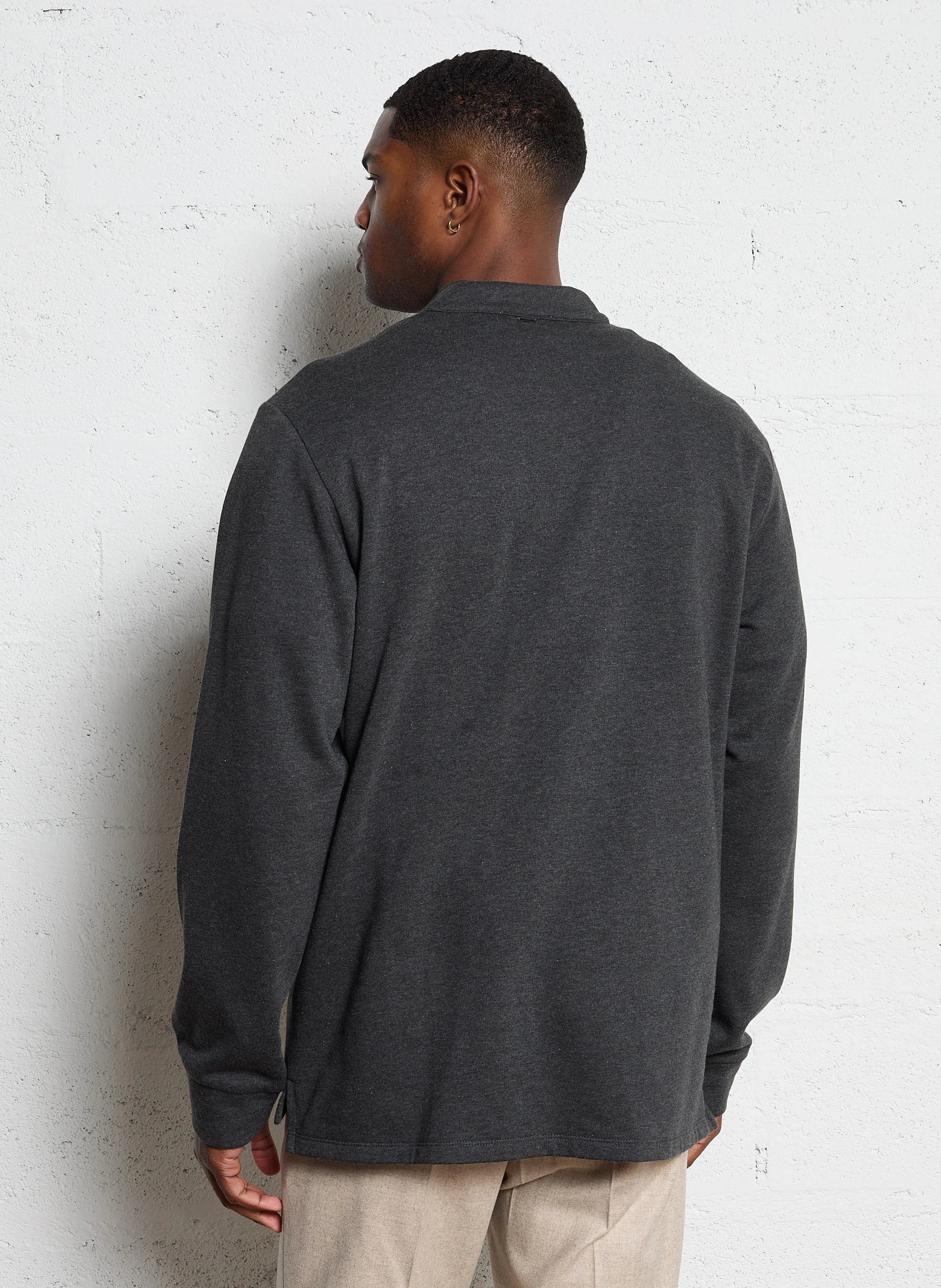 Sweat col camionneur en coton mélangé | Gris