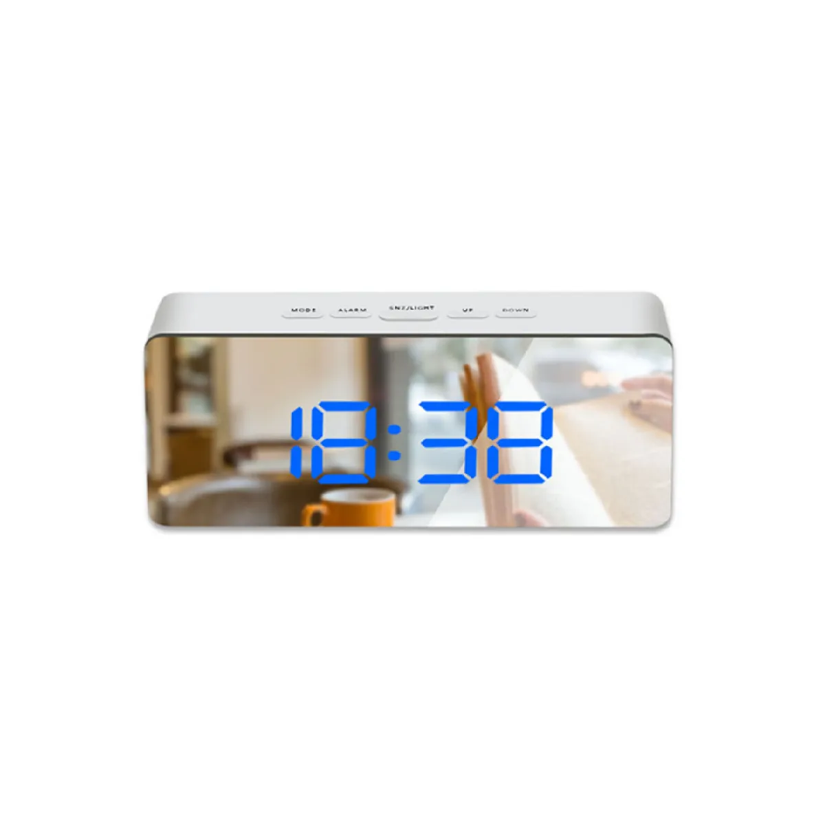 Miroir Réveil Multifonctionnel Led Numérique Bleu