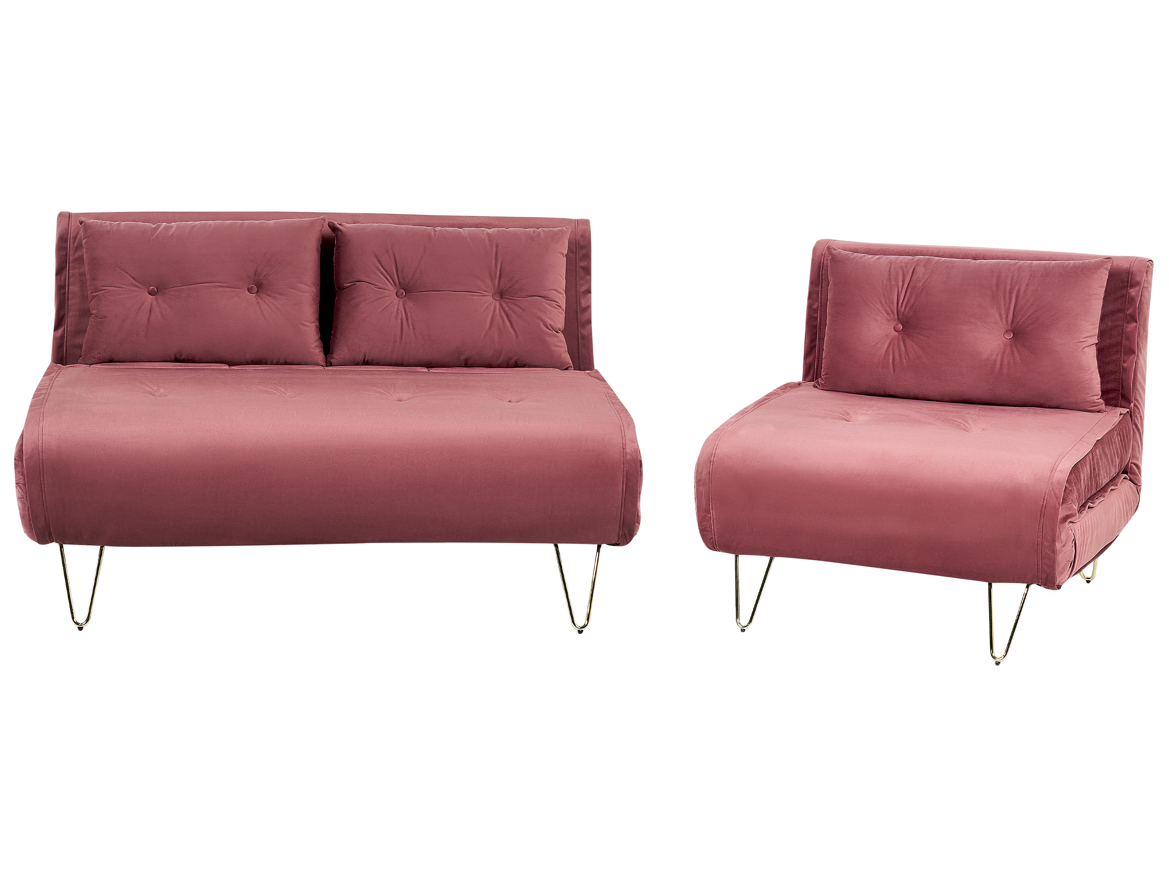 Bankenset 3-zits VESTFOLD Fluweel Roze