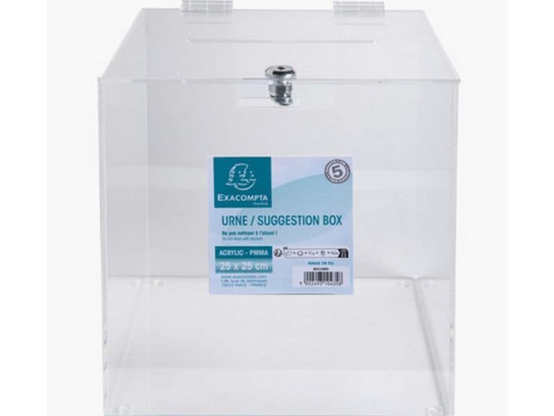Exacompta Einwurf-Box transparent Box mit abschliessbarem Klappdeckel