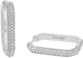 JOOP! Creolen 925 Sterling Zilver dames oorbellen, met synthetische zirkonia, 2,6 cm, wit, geleverd in een sieraden geschenkdoos, 2038938
