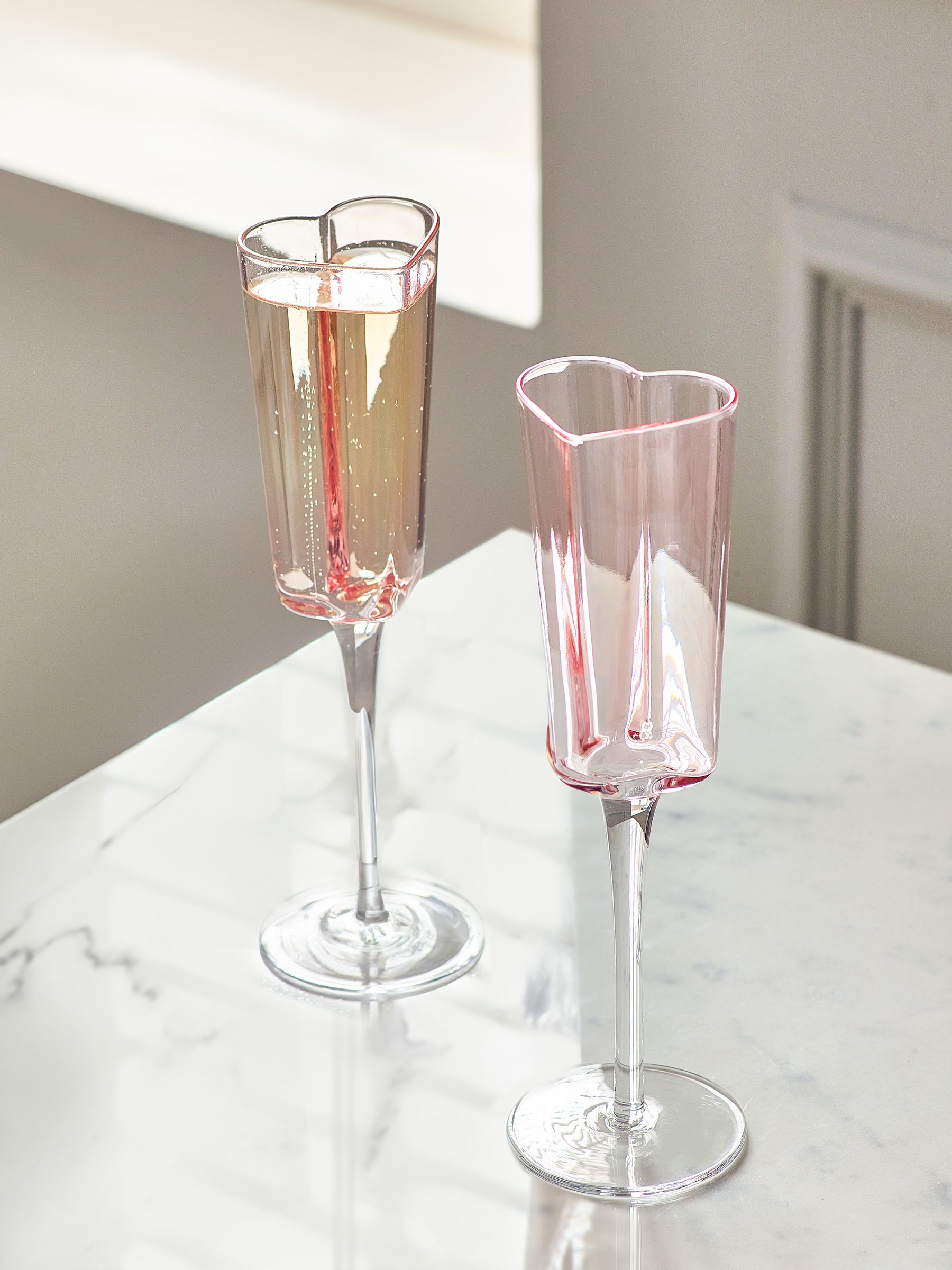 Set van 2 hartvormige champagneglazen