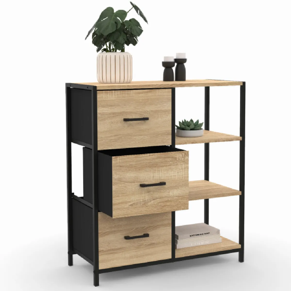 Idmarket Market Buffet UTAH 3 tiroirs 70 cm
