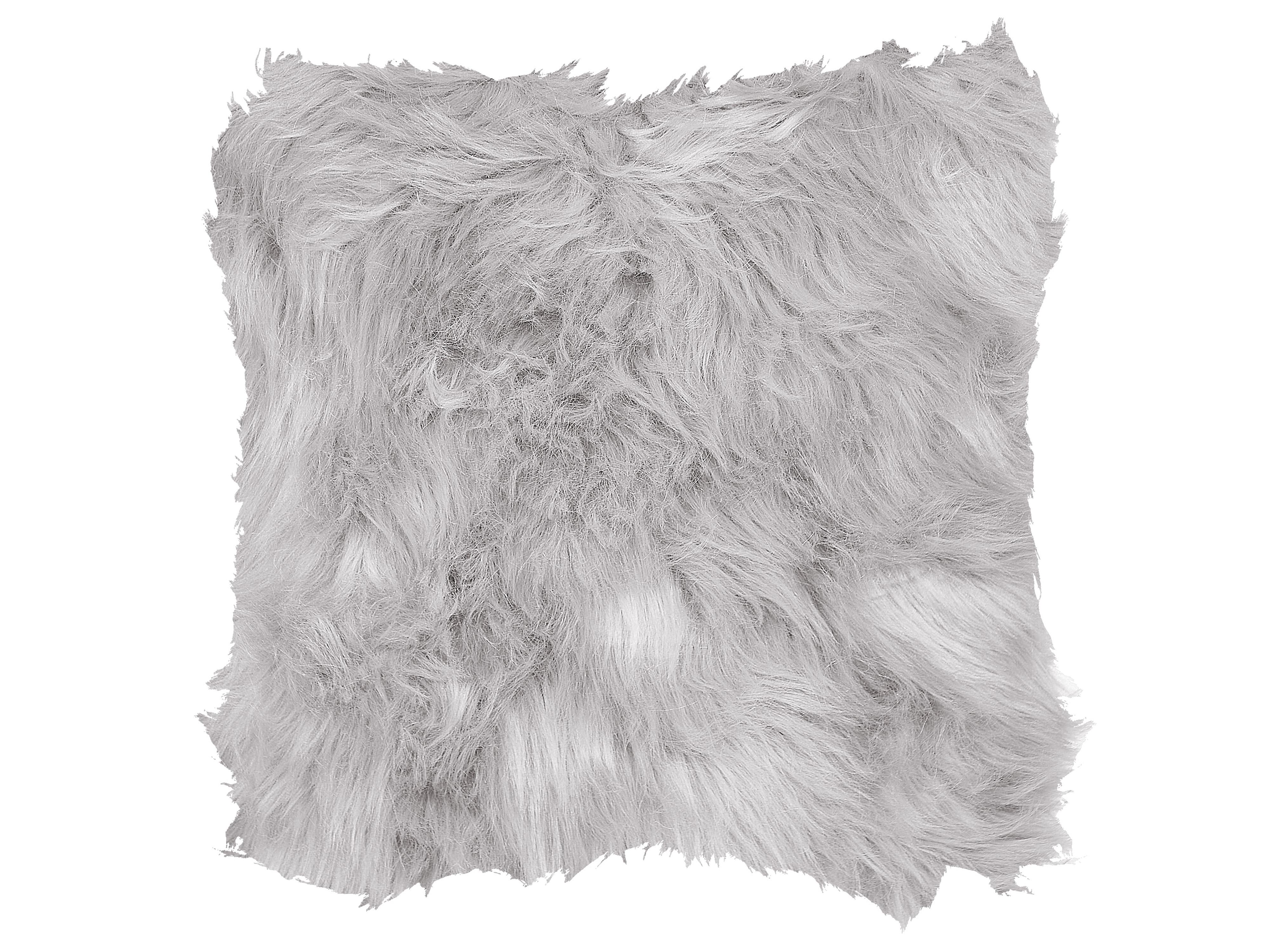 Set van 2 sierkussens LUBHA Nepbont 42 x 42 cm Lichtgrijs effen