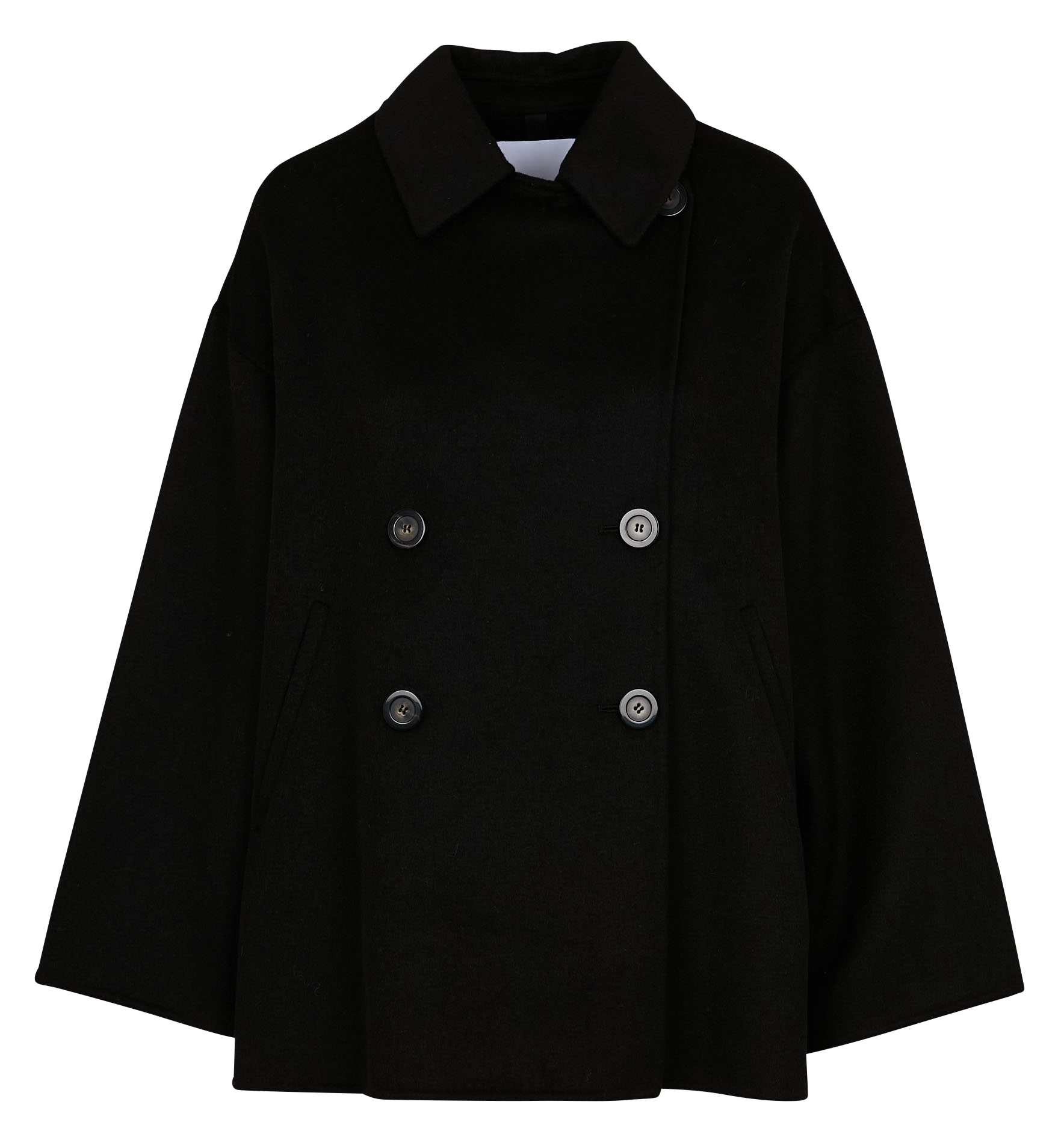 PINO - Manteau ample col tailleur en laine mélangée | Noir