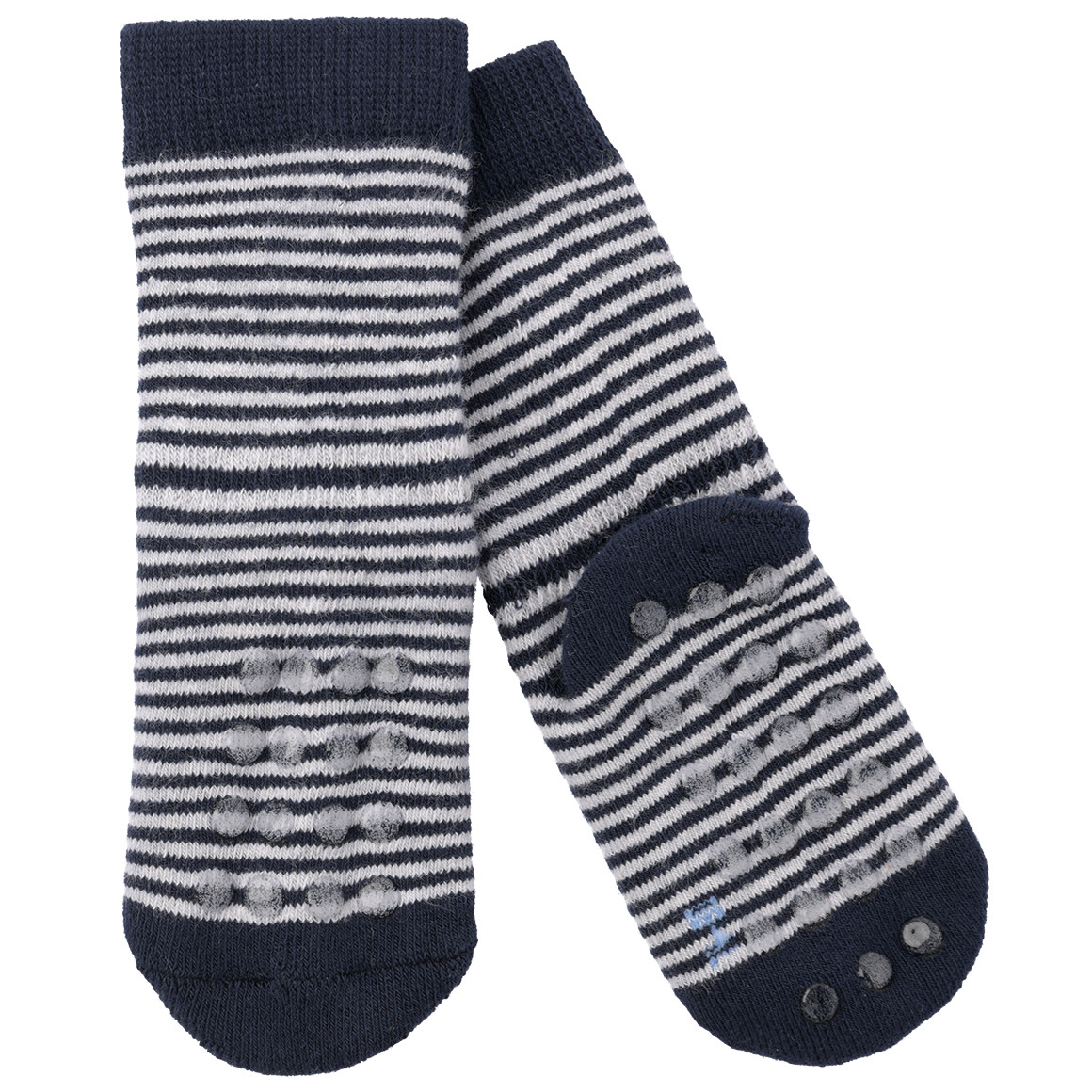 Topomini 2 Paar Baby Krabbelsocken mit Streifen dunkelblau / blau
