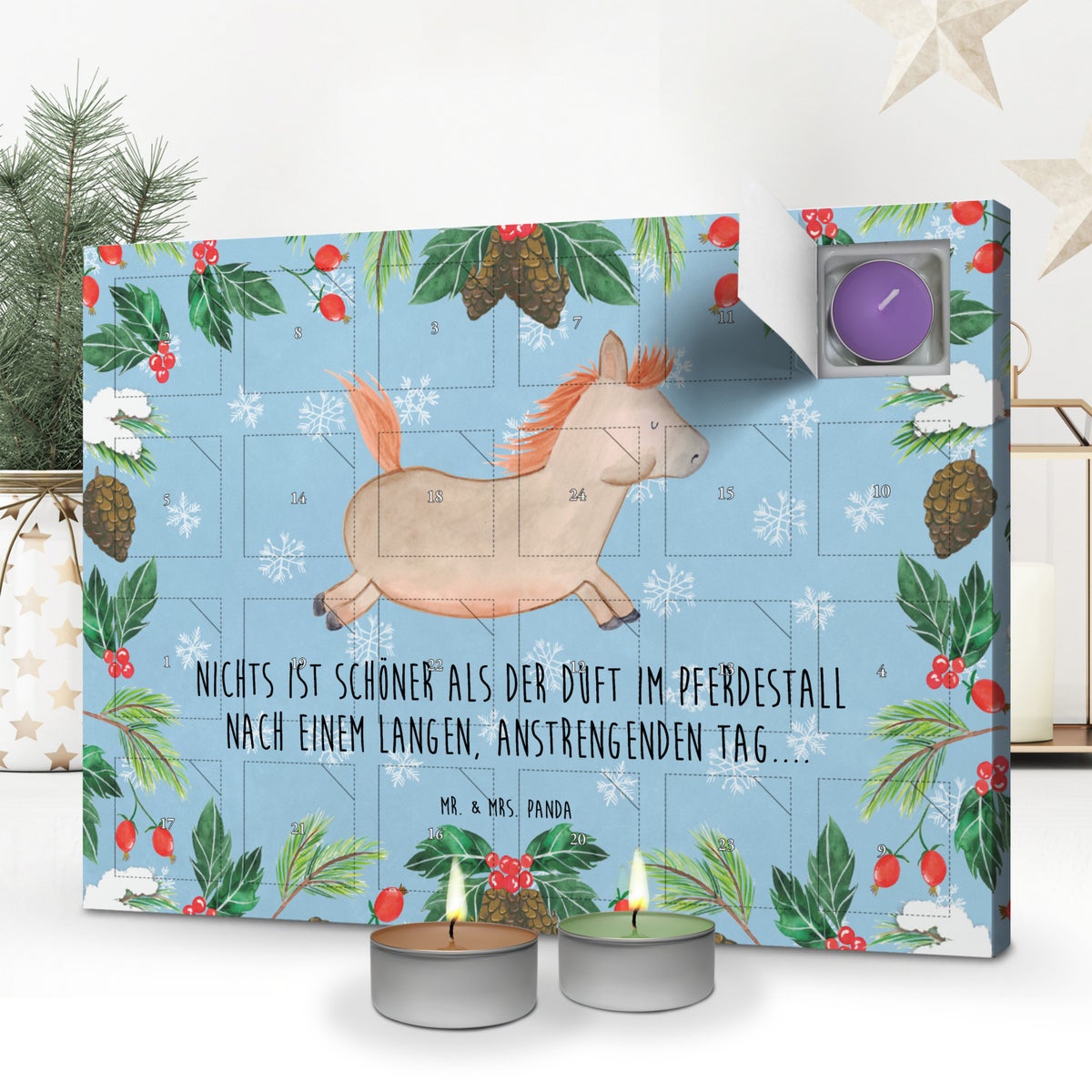 Mr. & Mrs. Panda Geurkaars Adventskalender Paard Springen - Pastelblauw