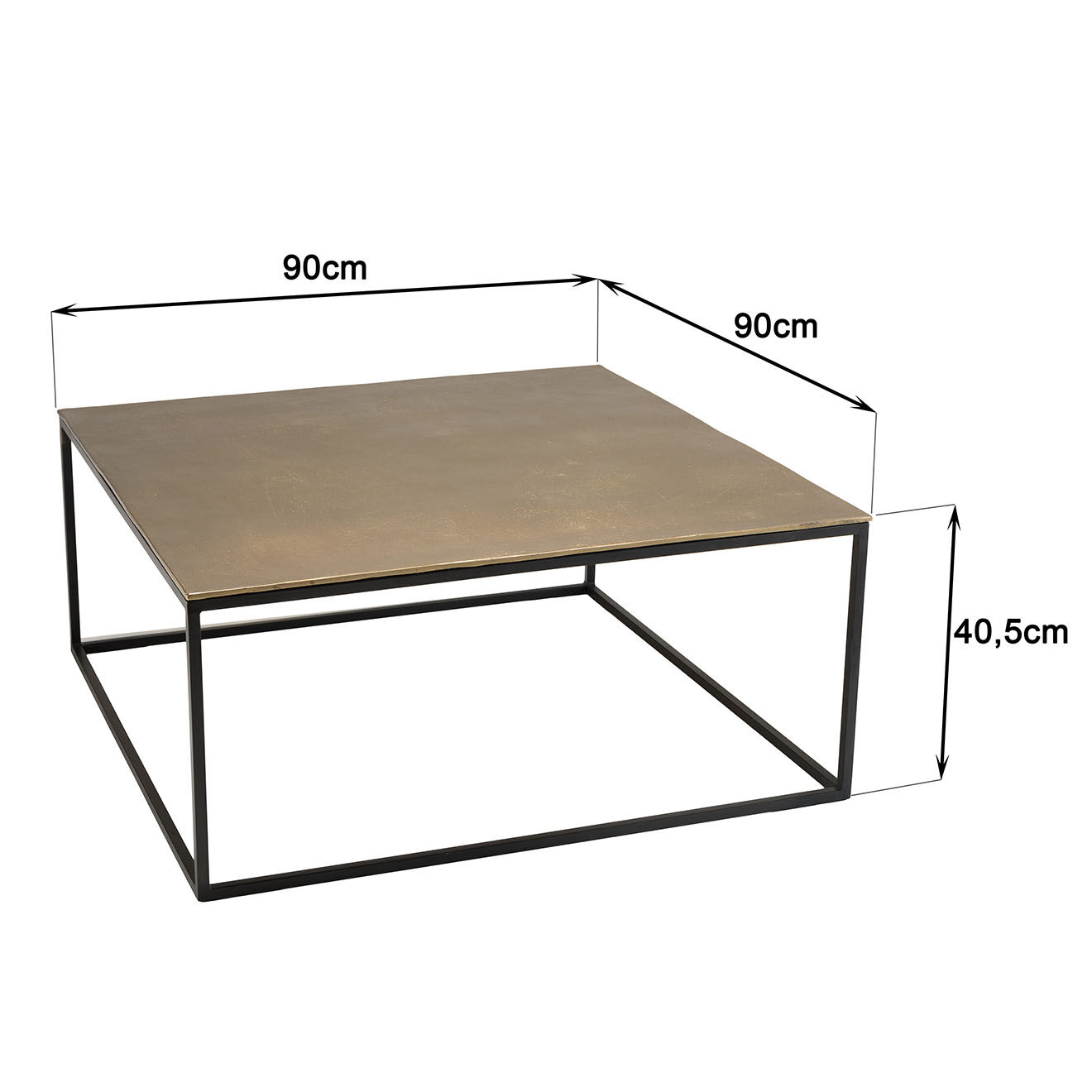 Macabane Table basse carrée Jonas doré/noir - 90x90x40.5 cm