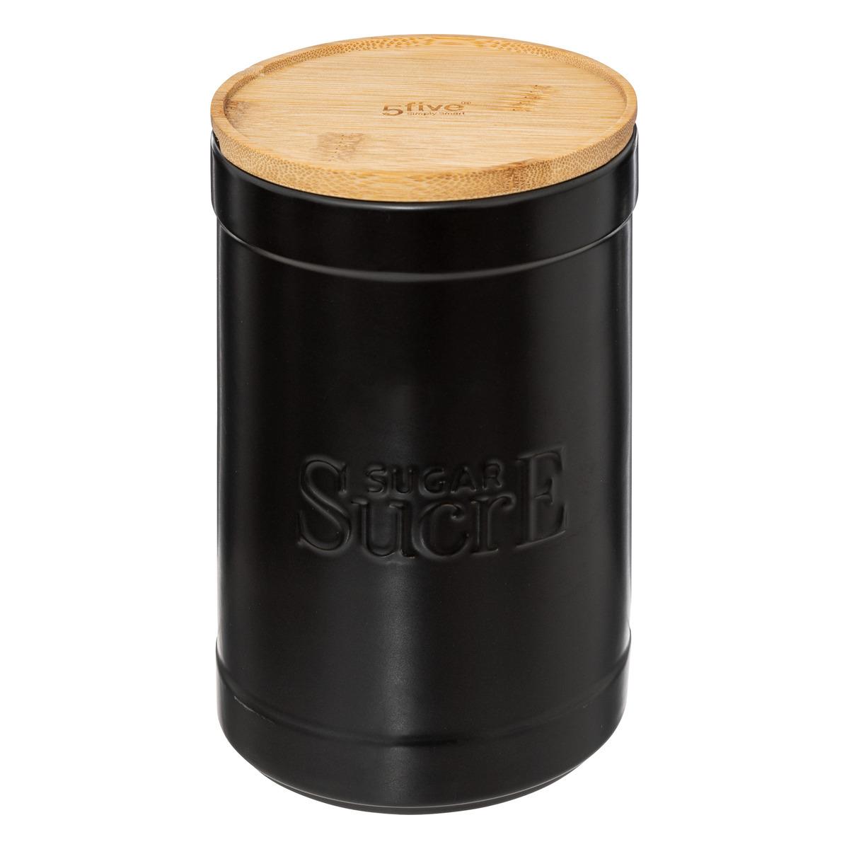 BOITE A SUCRE NATUREO CERAMIQUE COUVERCLE BAMBOU NOIR