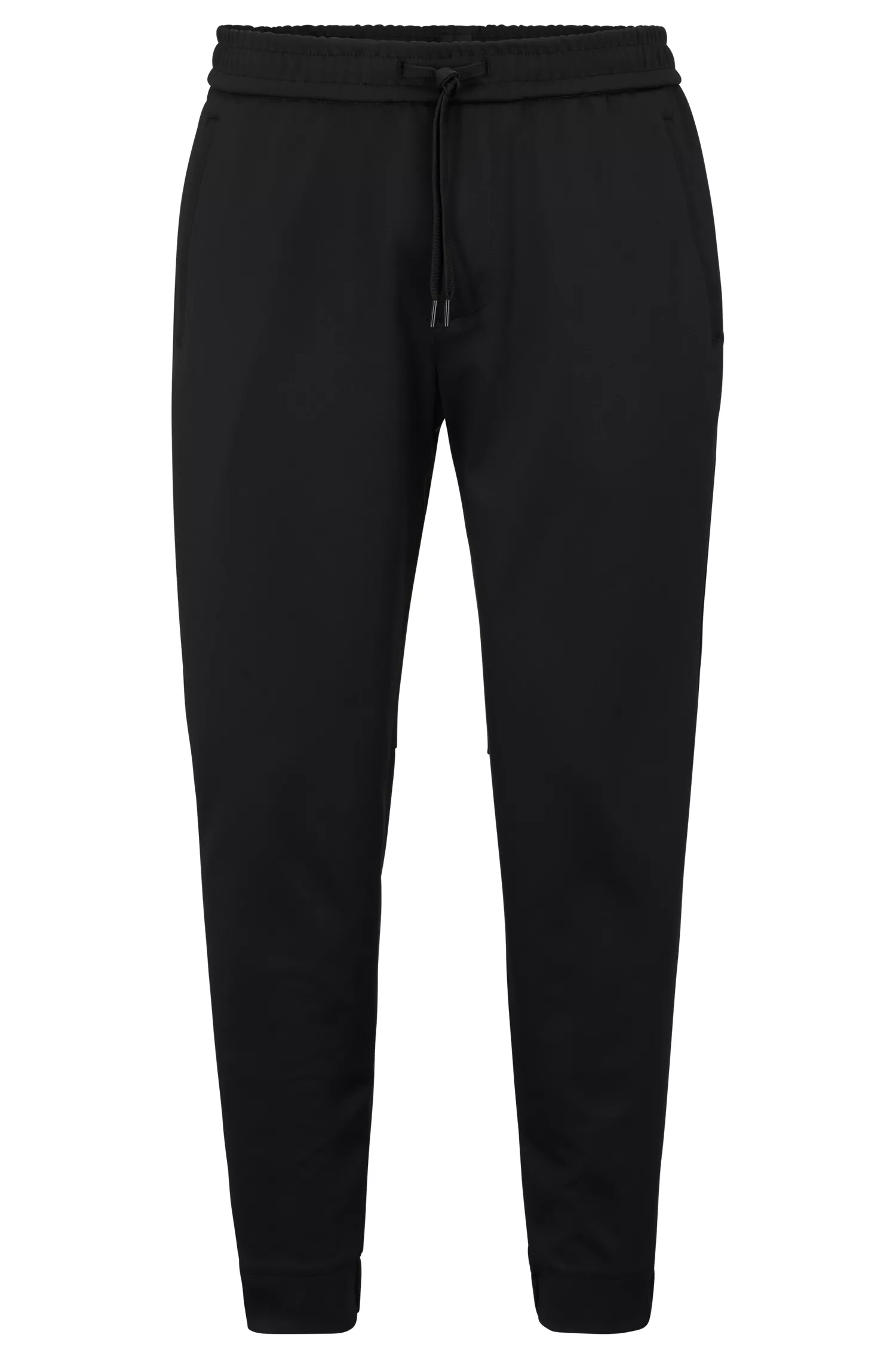 Calças BOSS verdes com corte afunilado em tecido softshell impermeável.