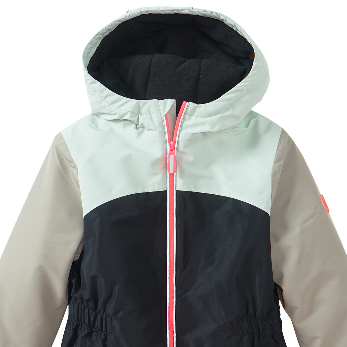 Topolino Mädchen Schneeoverall mit Farbteilern schwarz / oliv / helloliv / neonpink
