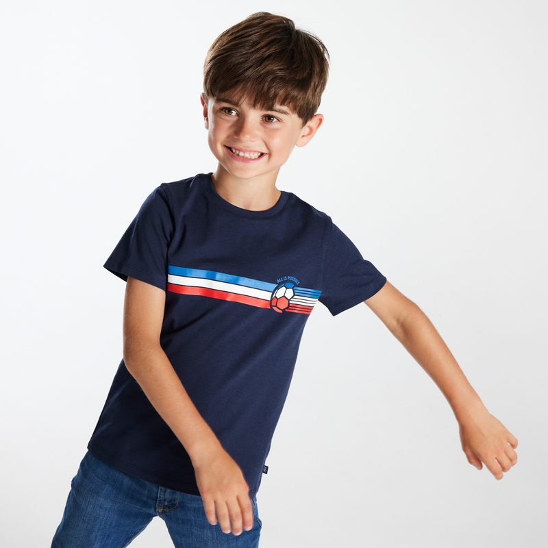 T-shirt manches courtes à message bleu garçon