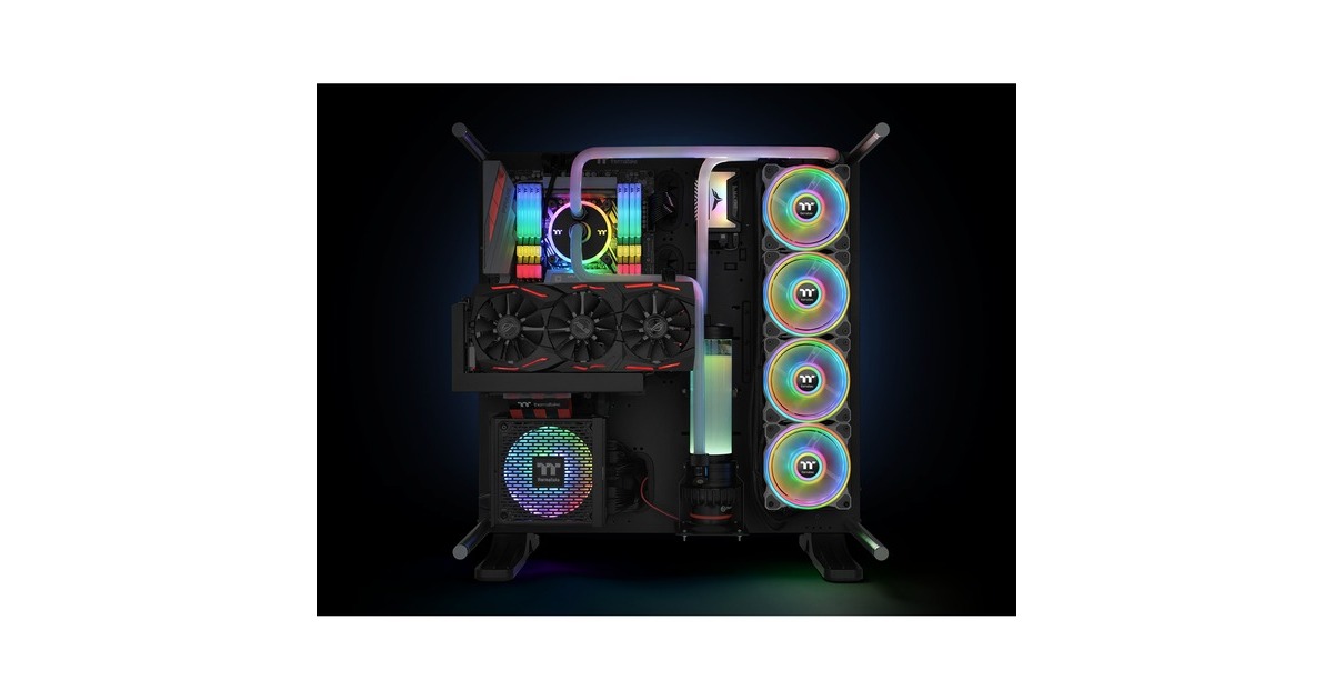 ThermaltakeRiing Quad 14 RGB Radiator Fan TT Premium Edition Single Fan Pack case fan  (Wit, 140 x 140 x 25 mm)