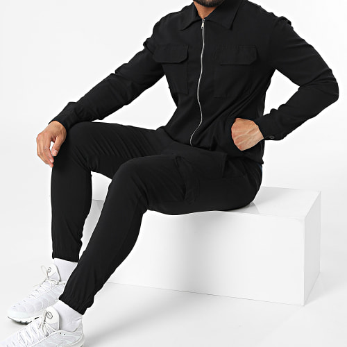 Ensemble Veste Zippée Pantalon Jogging UY836 Noir