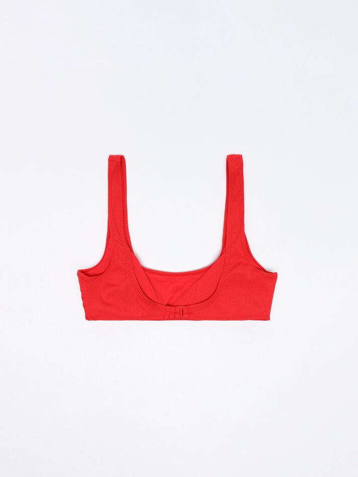 Top de biquíni canelado - Vermelho