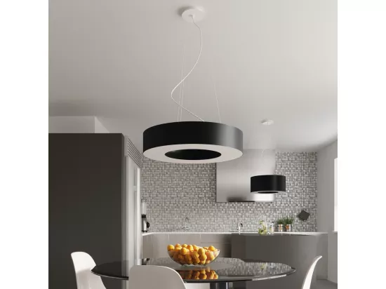 Sollux SATURNO Suspension Cylindrique Noir 70cm E27