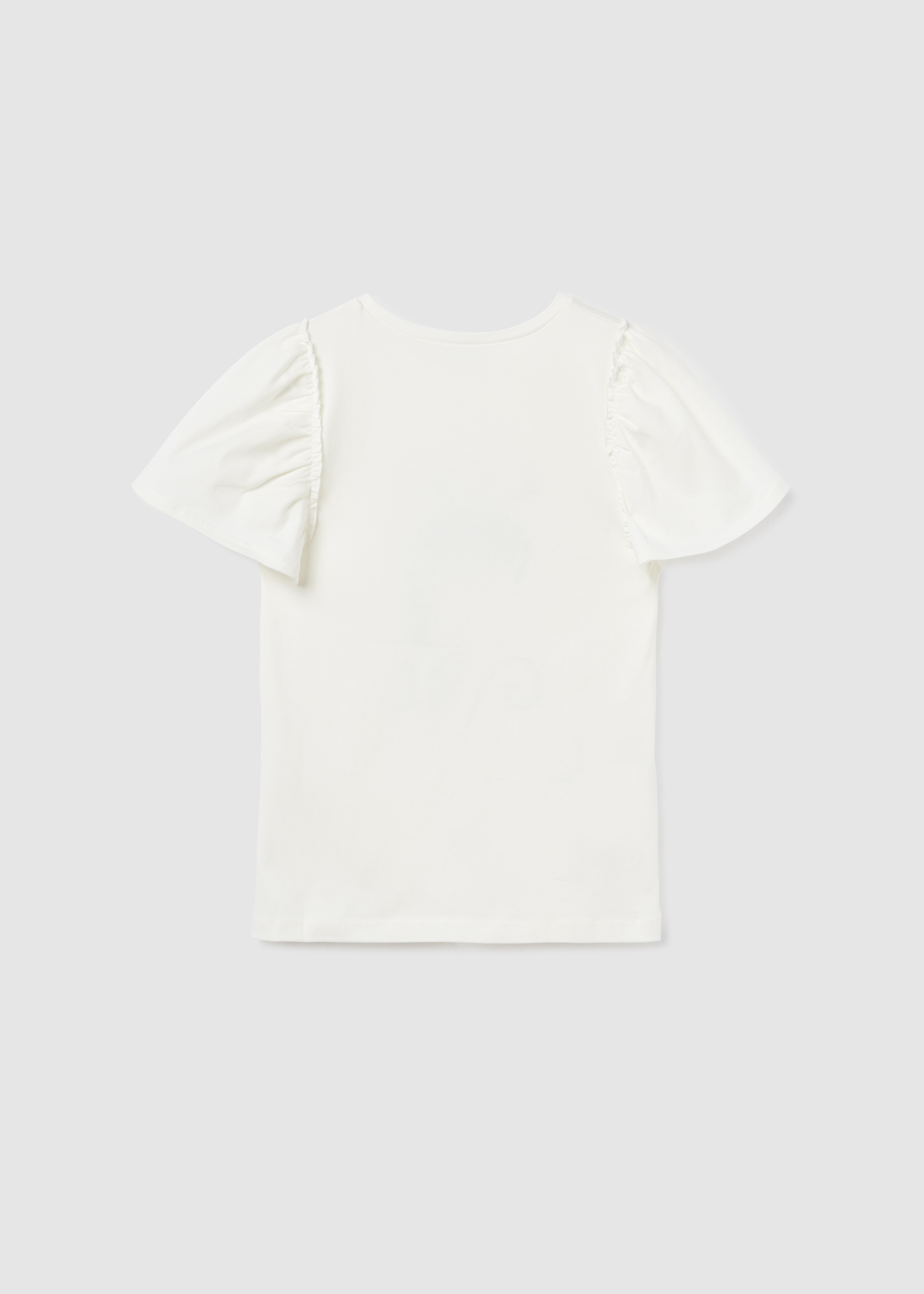 Camiseta de manga curta para meninas, feita de algodão sustentável.
